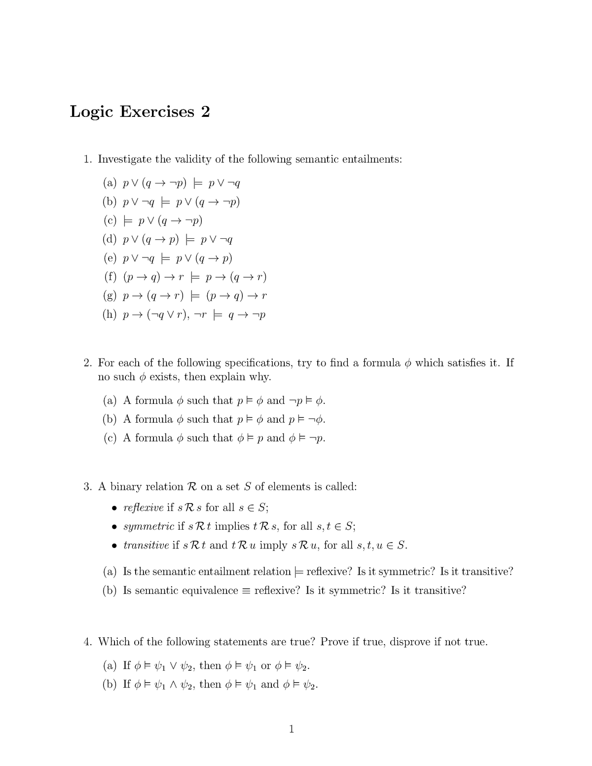Exercises Logic 2 Werkgroep 2 X Vu Studocu