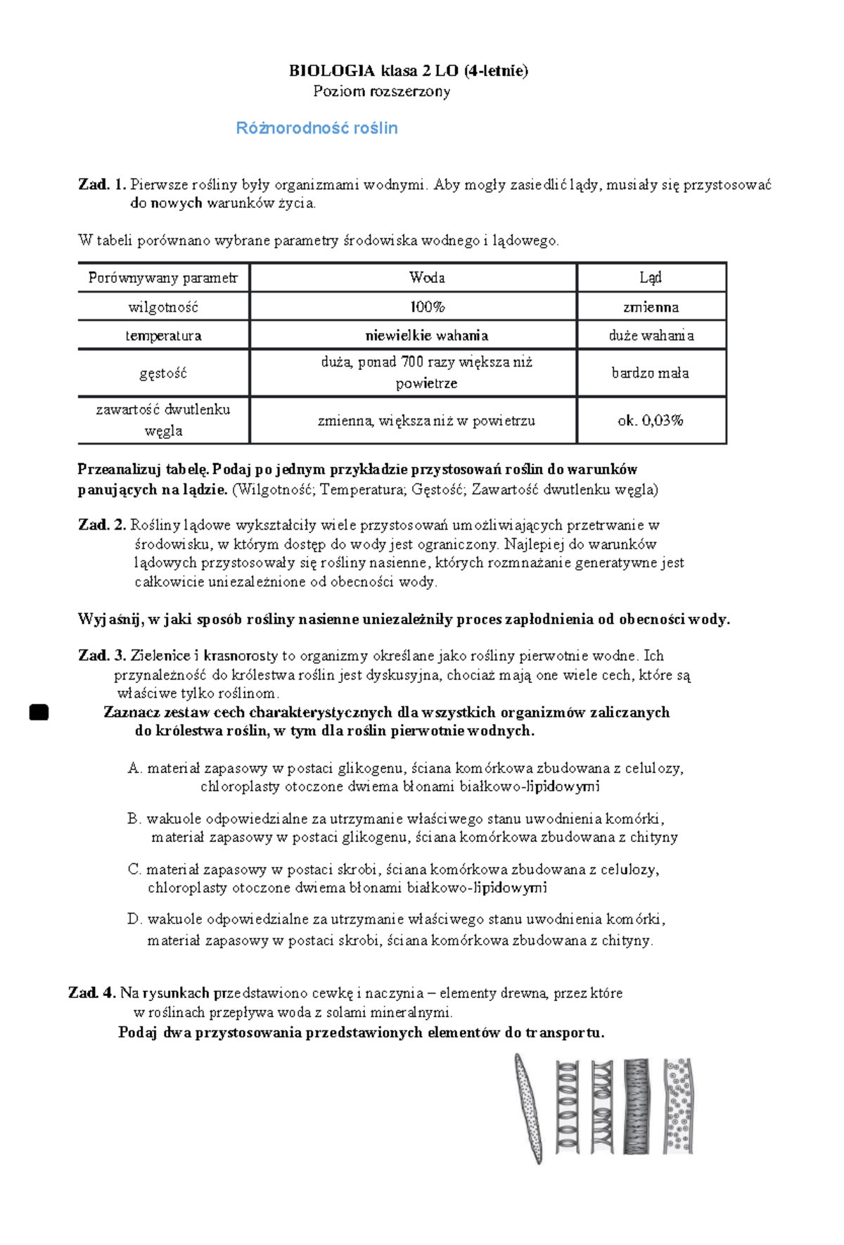 Biologia kl 2 LO PR 3 p - zad - BIOLOGIA klasa 2 LO (4-letnie) Poziom