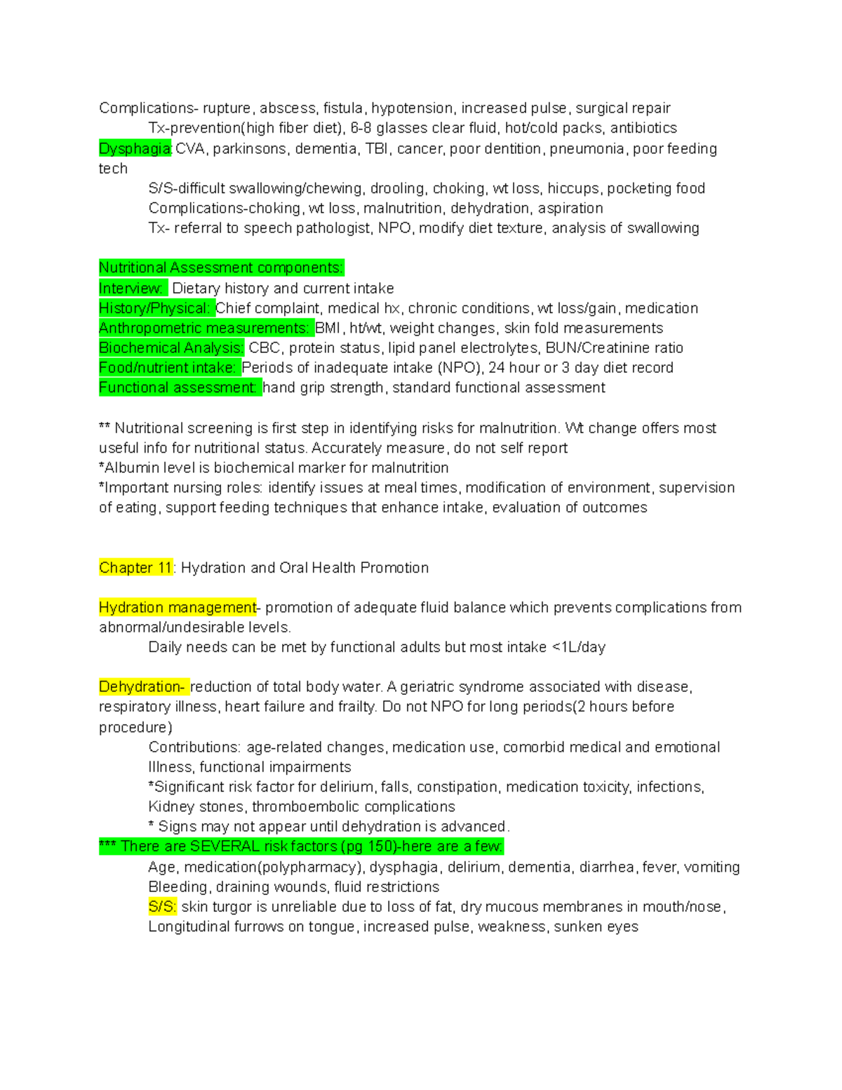 Mh 3 - Mental health geriatric notes for exam 2 - Complications ...