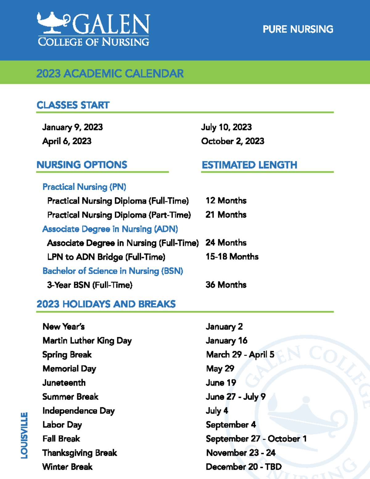 Galen 2024 Academic Calendar Pdf 2024 Uta Libbey