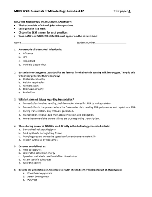 MBIO 1220 Practice final exam - Name ...