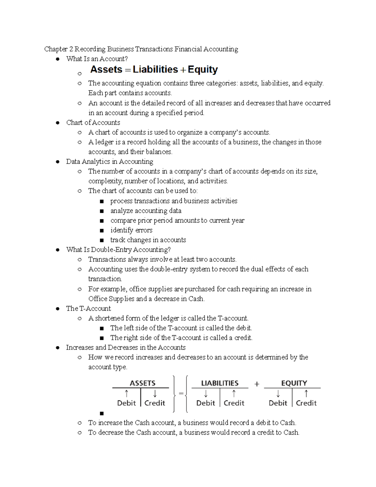 Chapter 2 Recording Business Transactions Financial Accounting - Each ...