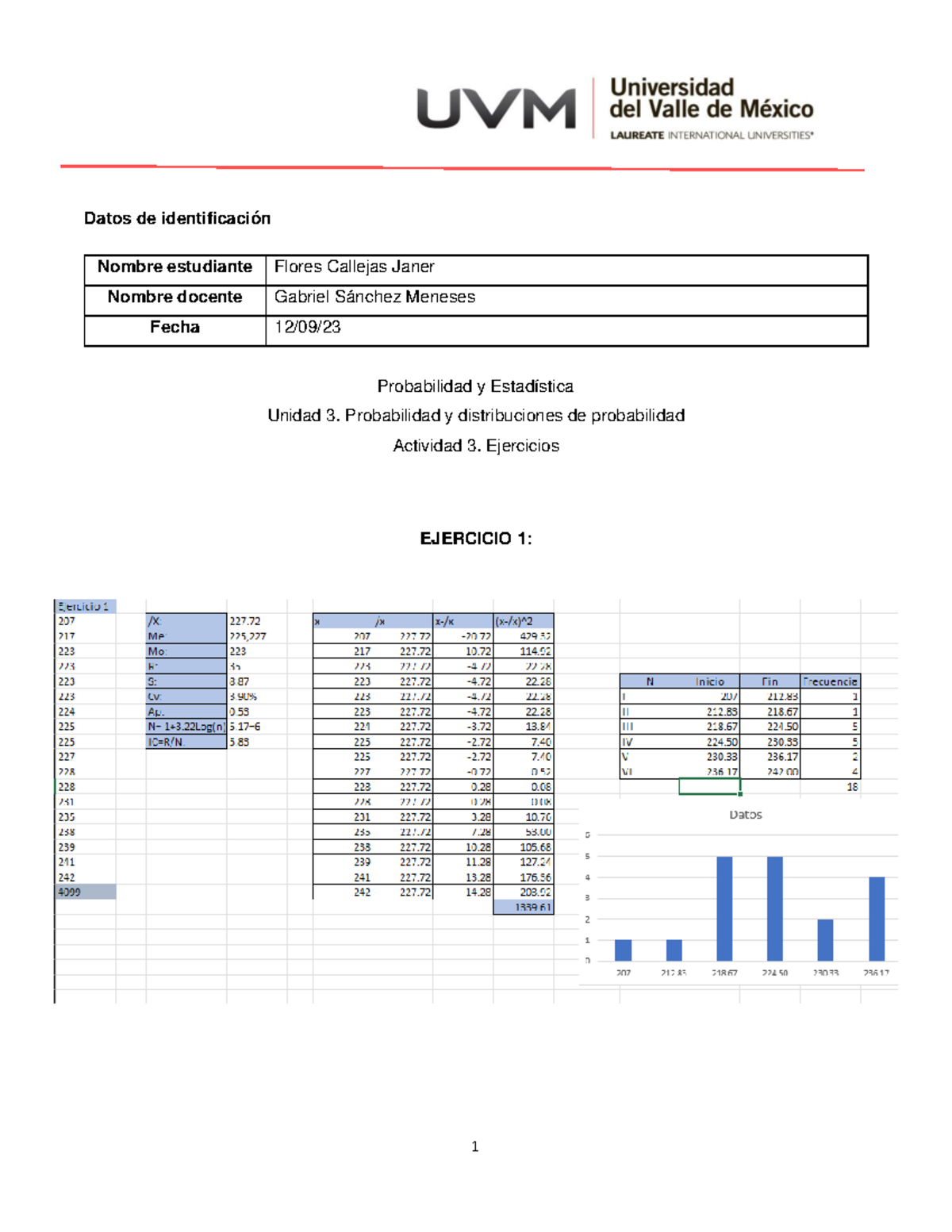 A3 Ejercicios de probabilidad y estadística completos Probabilidad y Estadística Studocu