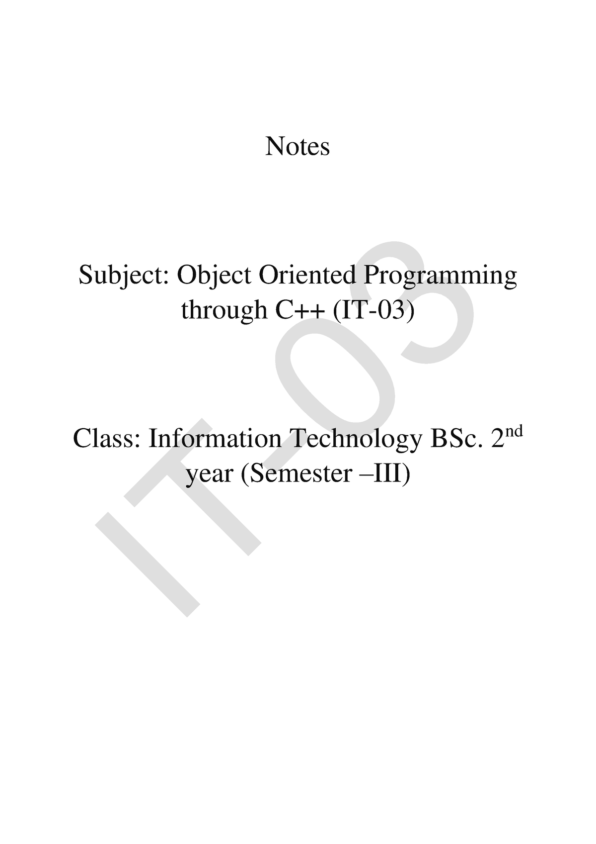 Oops Using C++ - Notes Subject: Object Oriented Programming Through C++ ...