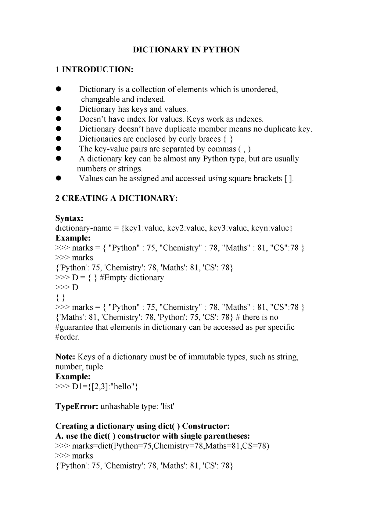 dictionary-in-python-brief-and-important-notes-on-dictionaries-dictionary-in-python-1-studocu