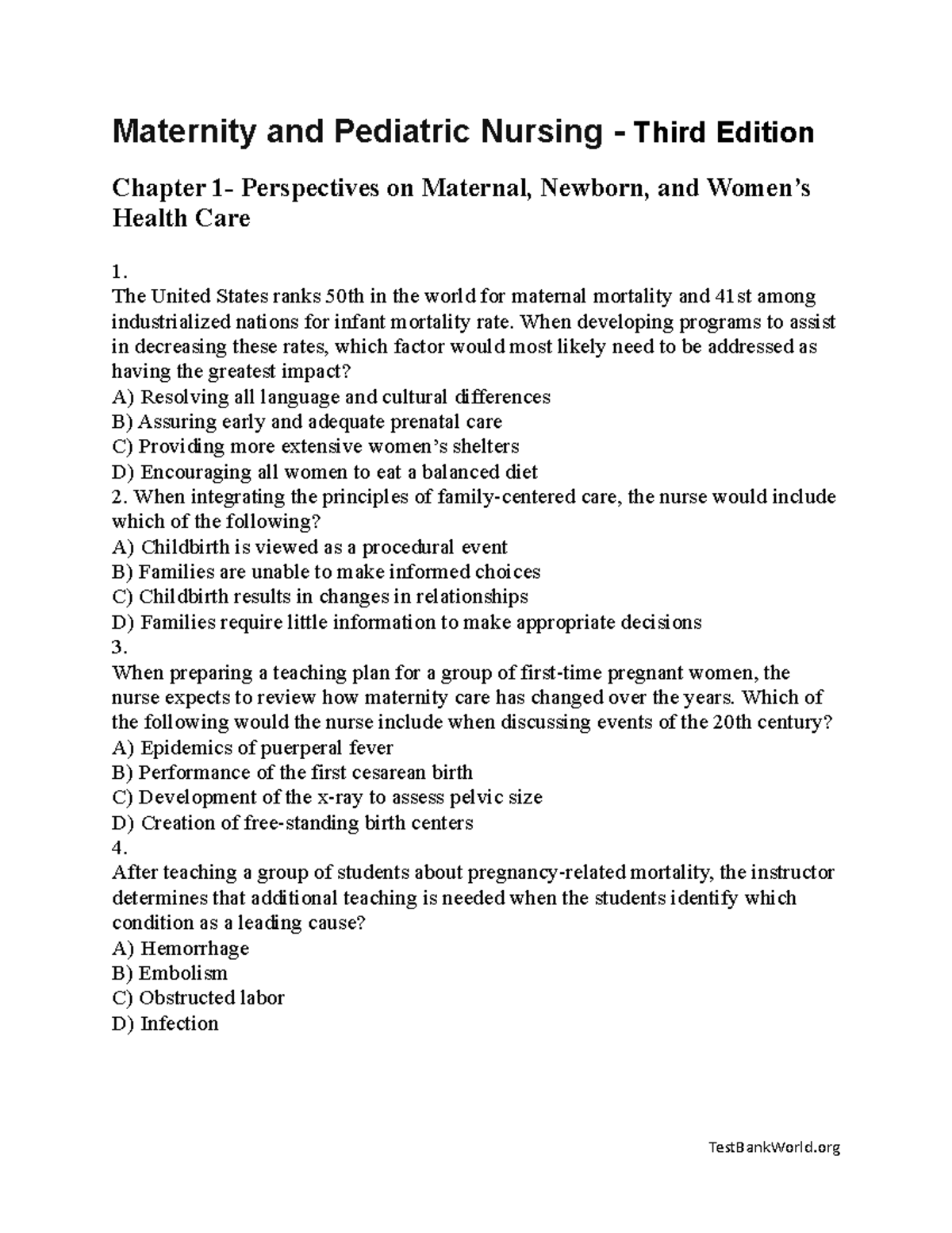 Chapter 01 - Peds/ob - Maternity And Pediatric Nursing - Third Edition ...