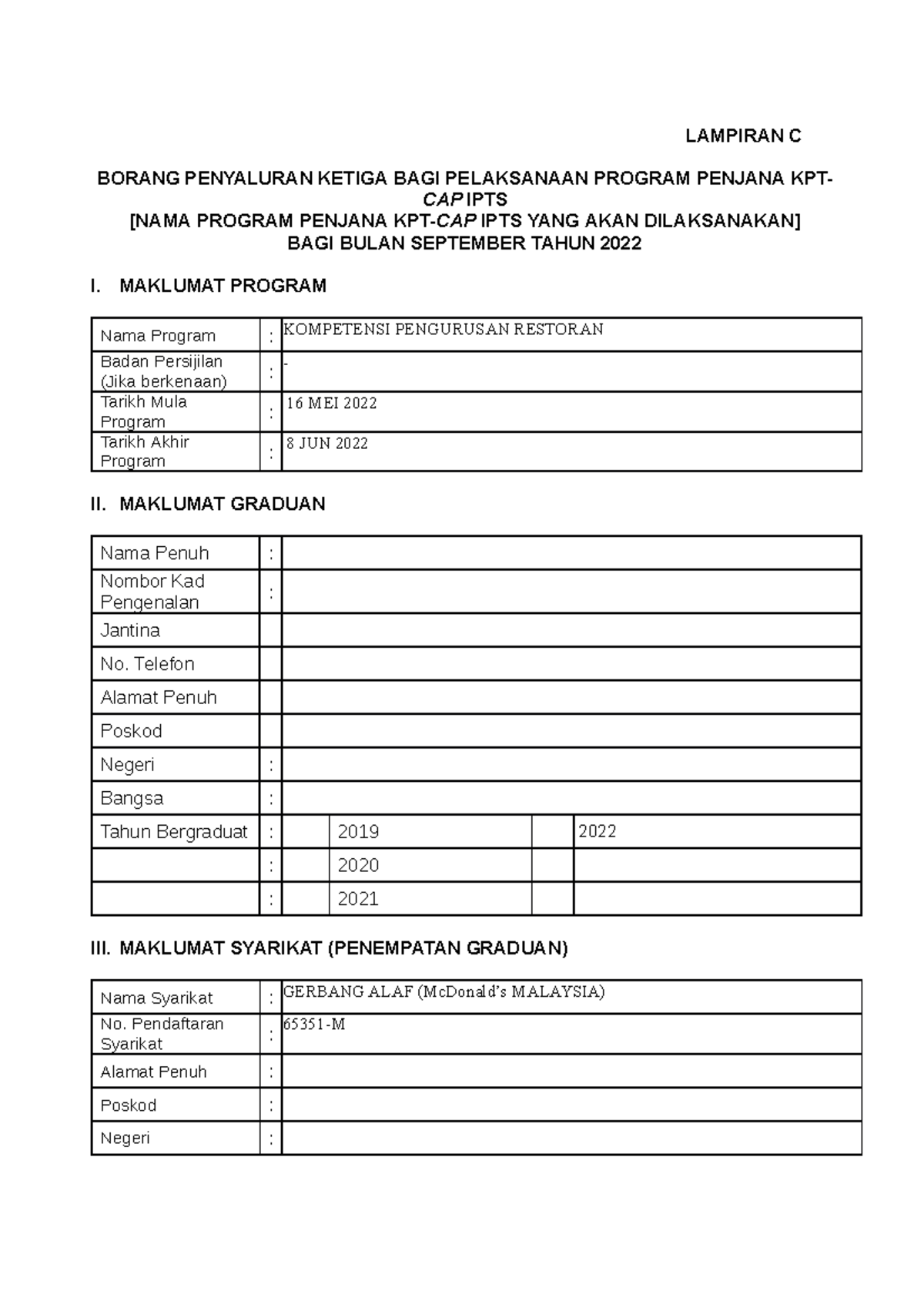 Lampiran C 2nd Intake - Nsjsjsj - Lampiran C Borang Penyaluran Ketiga 