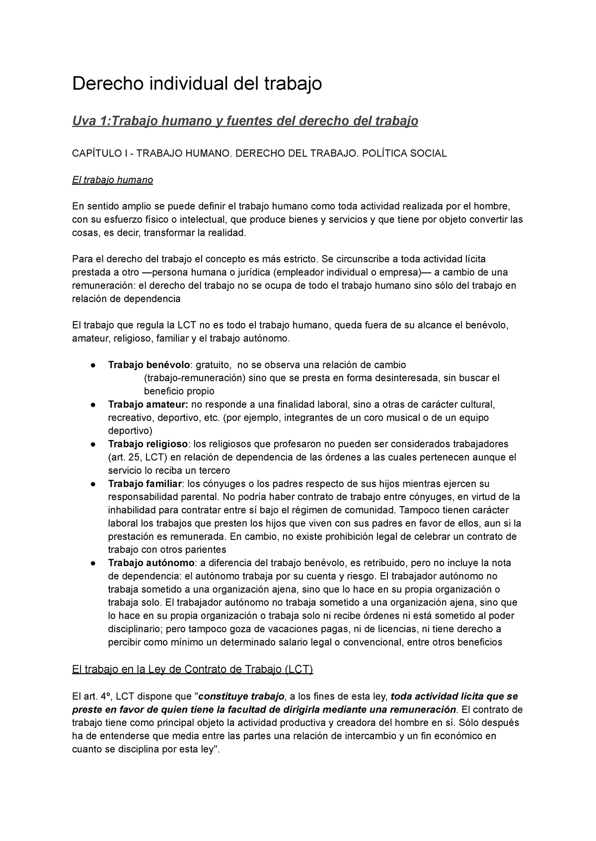 Resumen Derecho - Derecho Individual Del Trabajo Uva 1:Trabajo Humano Y ...