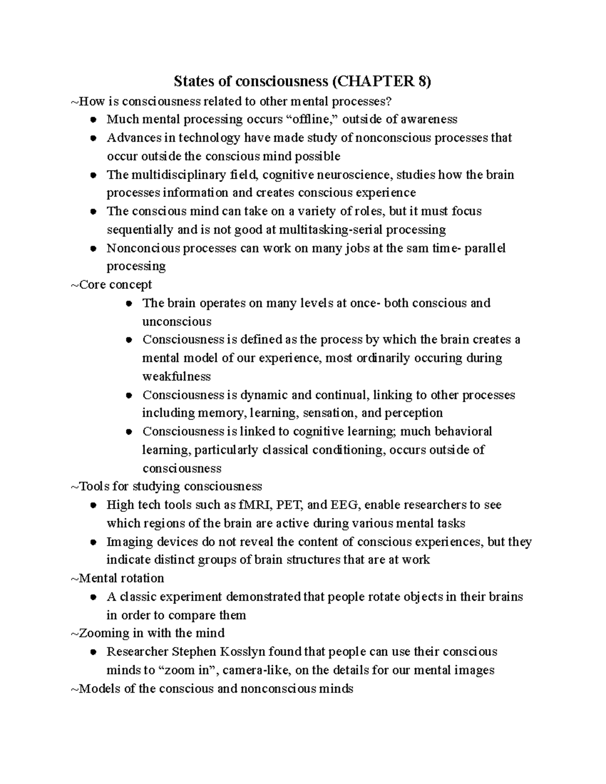 States of consciousness 8.1 - To do that, students should make the ...