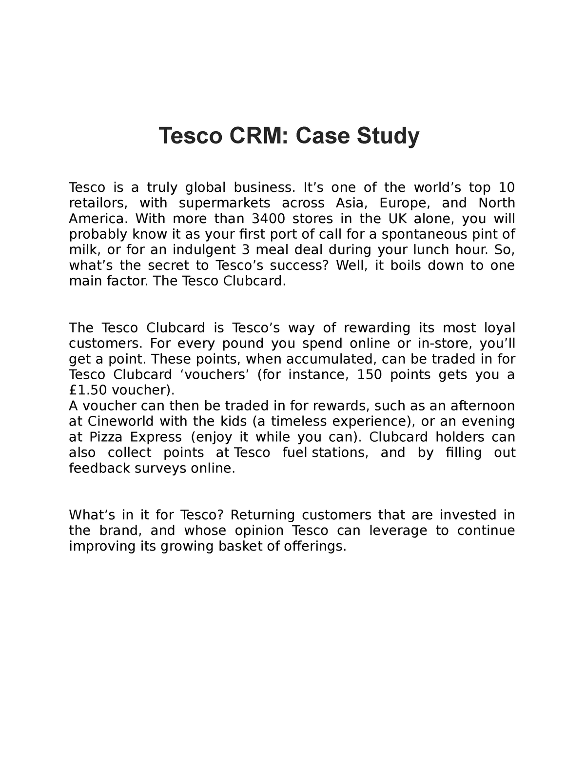 tesco crm case study
