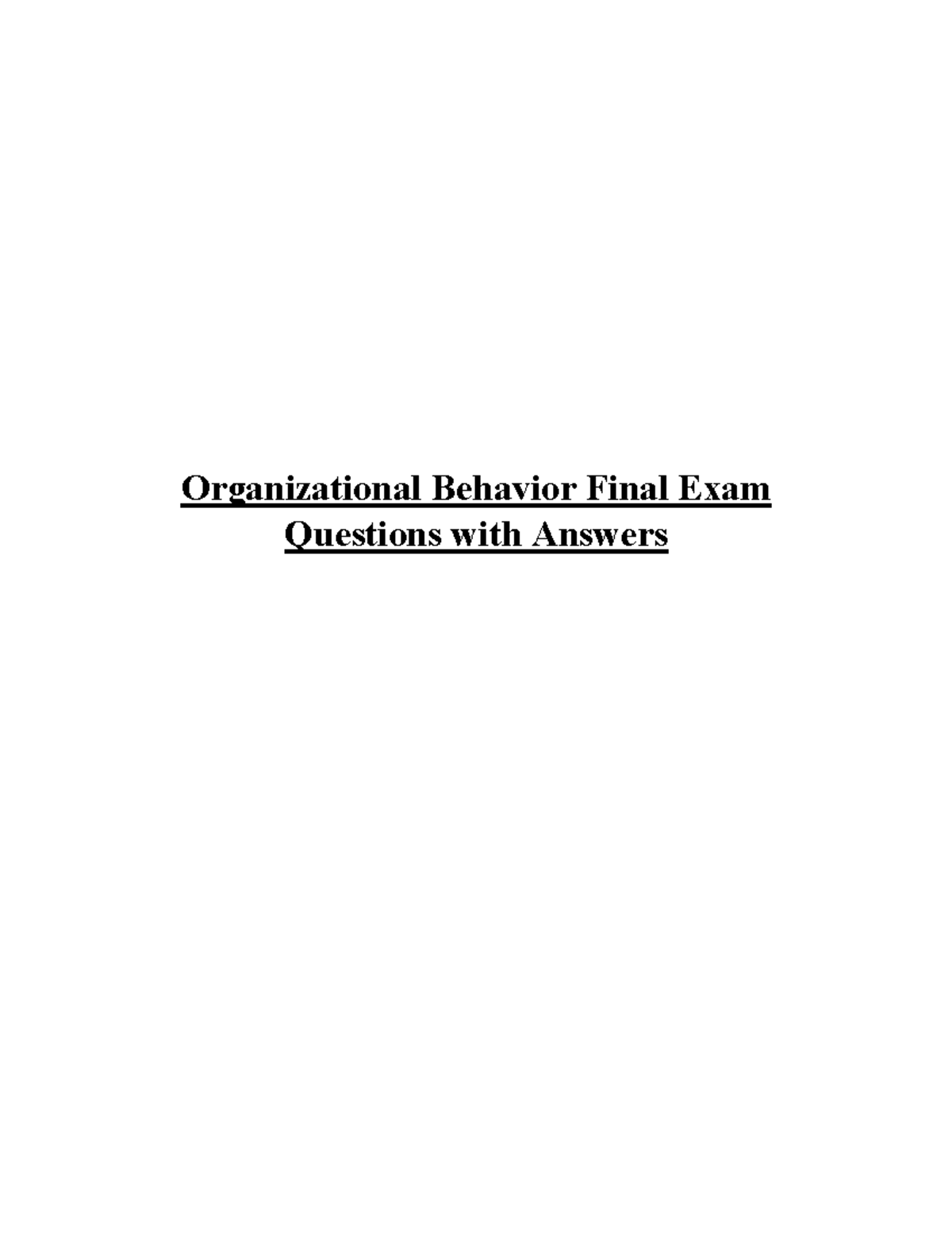 organizational behavior assignment questions