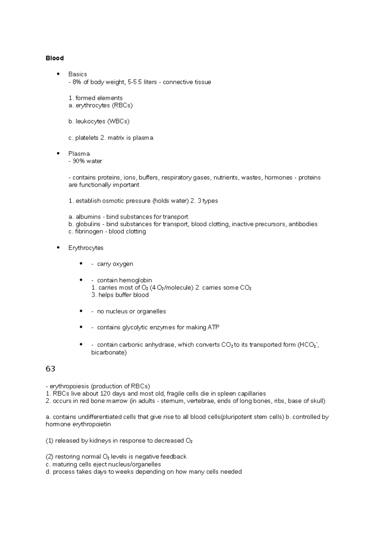 Blood lecture notes - Blood Basics- 8% of body weight, 5-5 liters ...