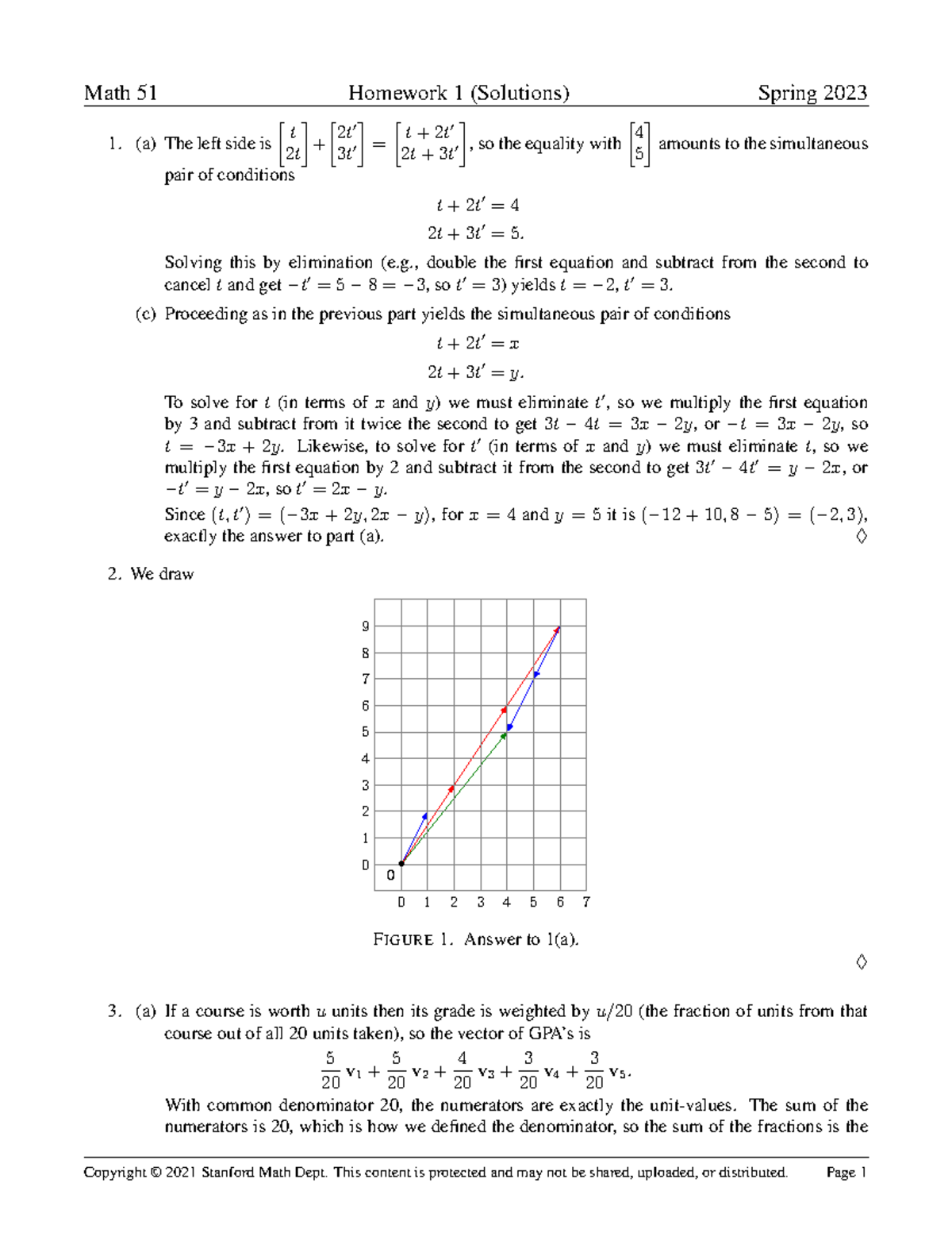 Homework 1 Solution - Math 51 Homework 1 (Solutions) Spring 2023 (a ...