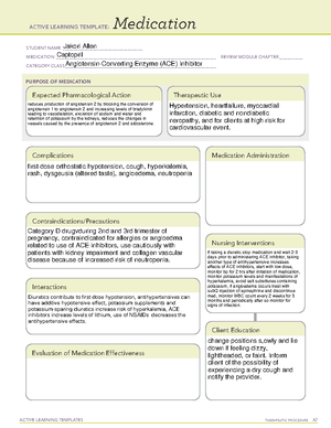 Angina system disorder template - ACTIVE LEARNING TEMPLATES TherapeuTic ...