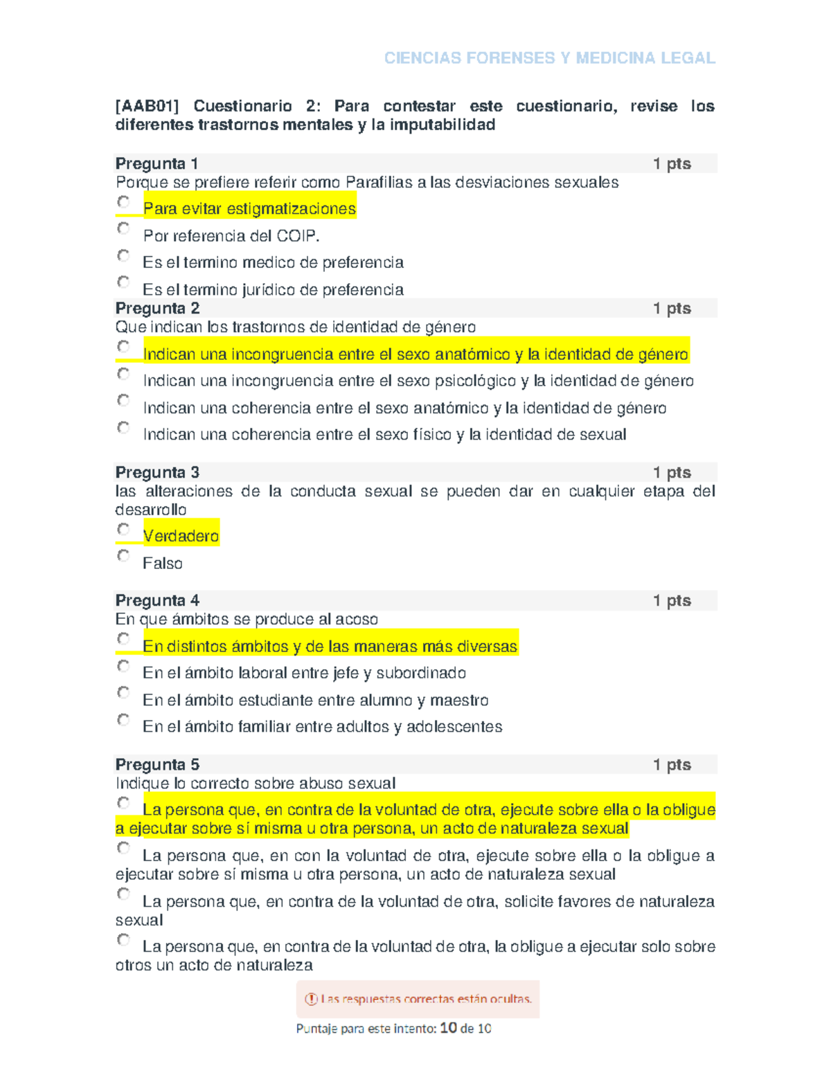 AAB01] Cuestionario 2 Para contestar este cuestionario, revise los  diferentes trastornos mentales y - Studocu