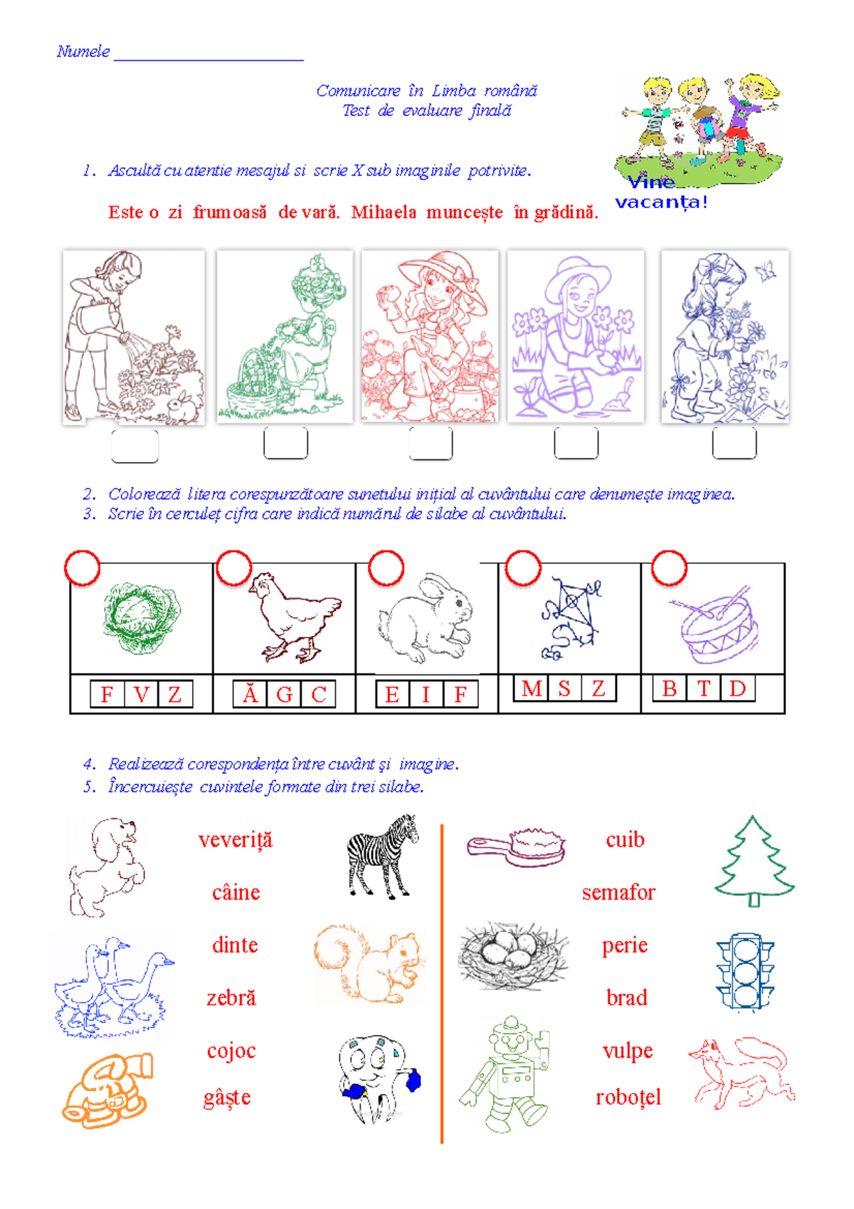 1 test final clr - CLR - Numele ______________________ Comunicare în ...