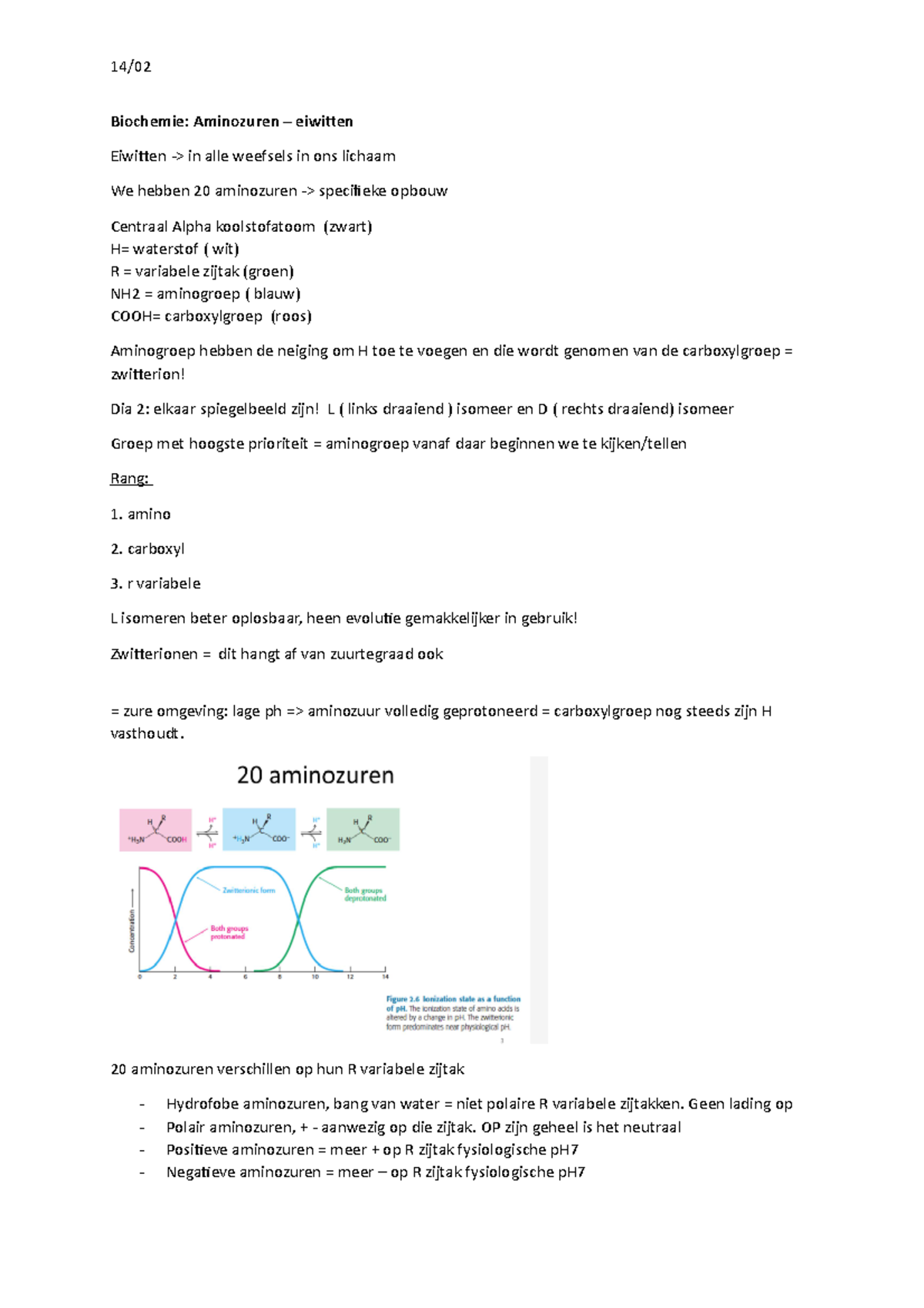 Biochemie Les 1 - 14/ Biochemie: Aminozuren – Eiwitten Eiwitten -> In ...