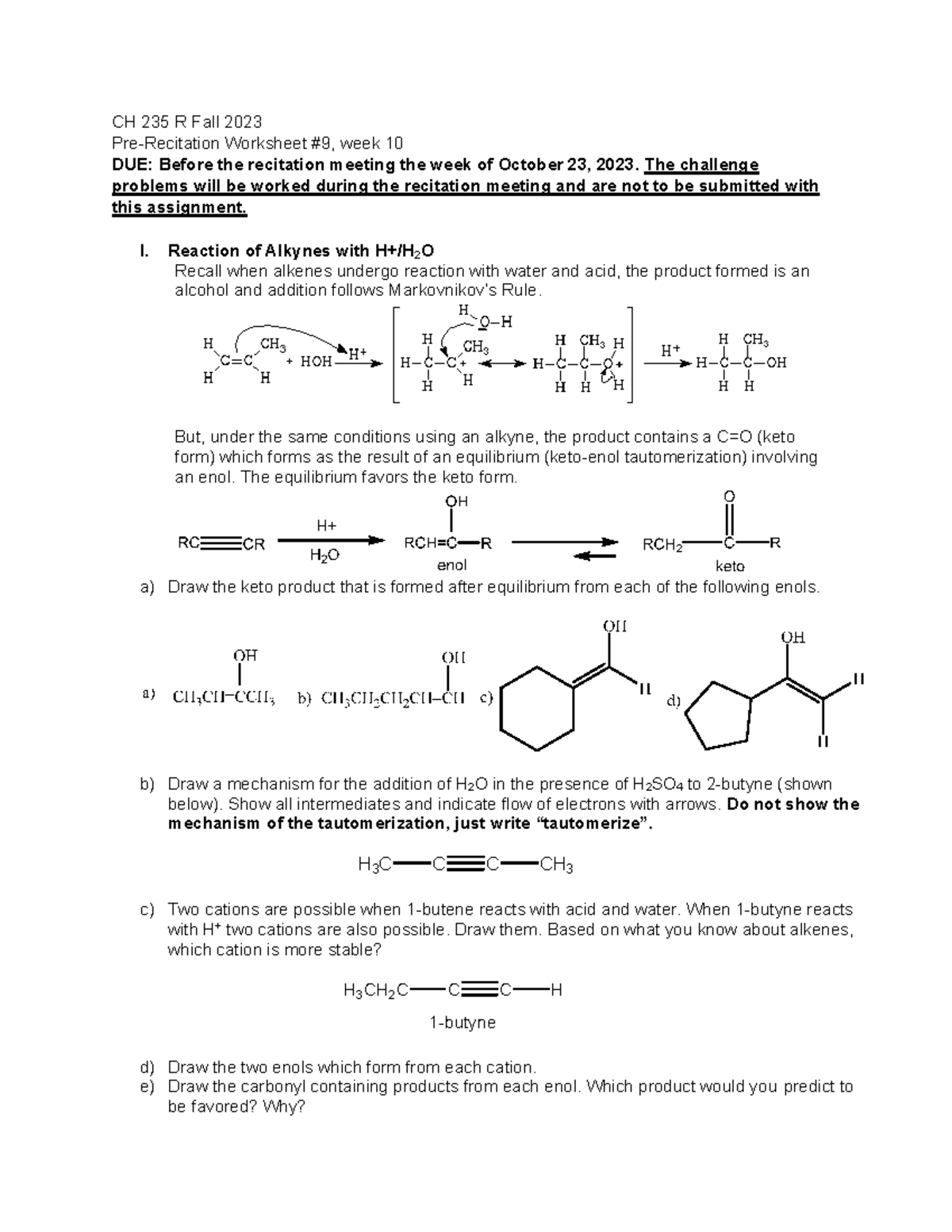 Recitation+worksheet+week+10+F2023 - CH 235 R Fall 2023 Pre-Recitation ...