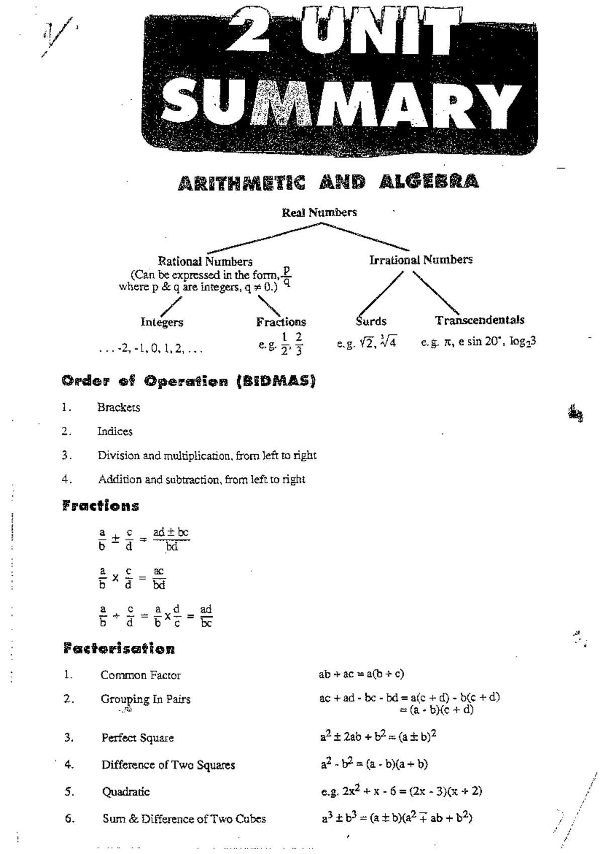 Maths 2 Unit Notes - Full Summary - Studocu