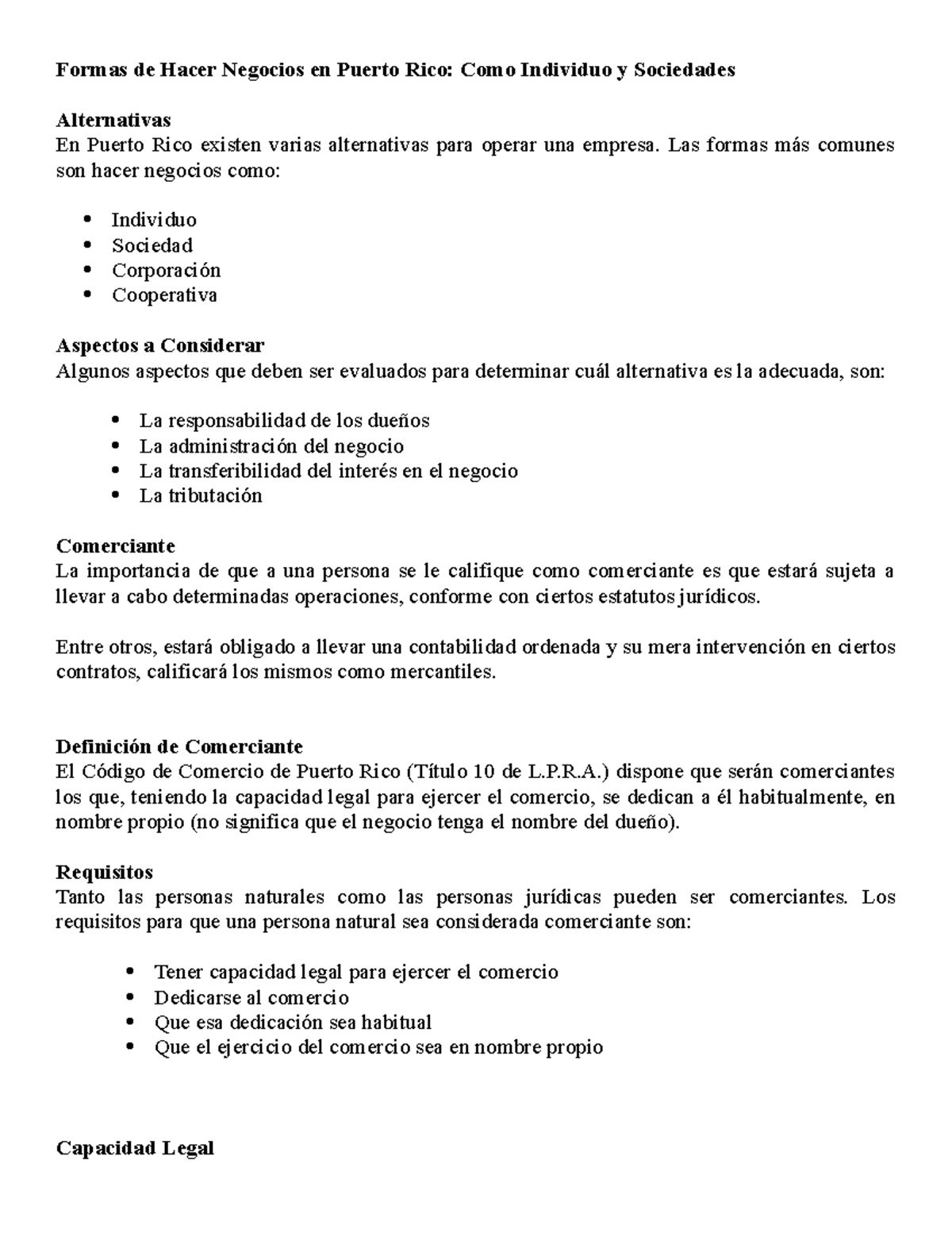 Formas De Hacer Negocios En Puerto Rico Primera Parte Formas De Hacer Negocios En Puerto Rico Studocu