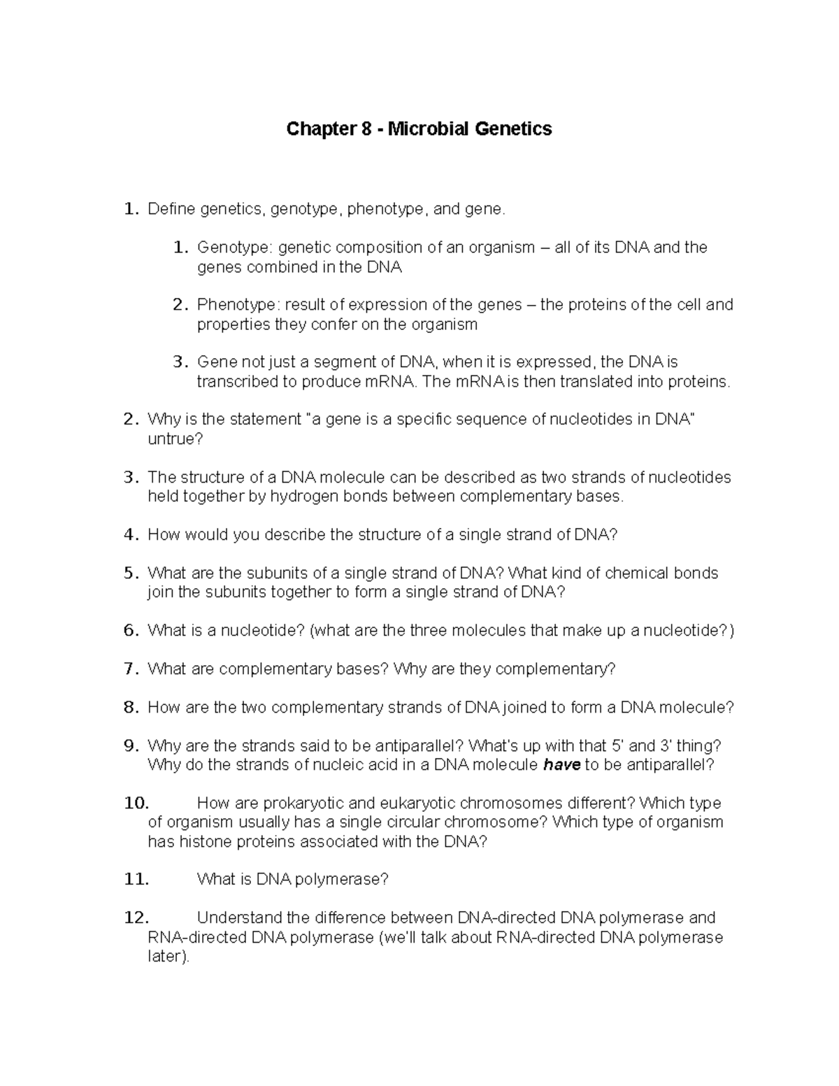 Chapter 8 - Practice Materials For Chemistry - Chapter 8 - Microbial ...