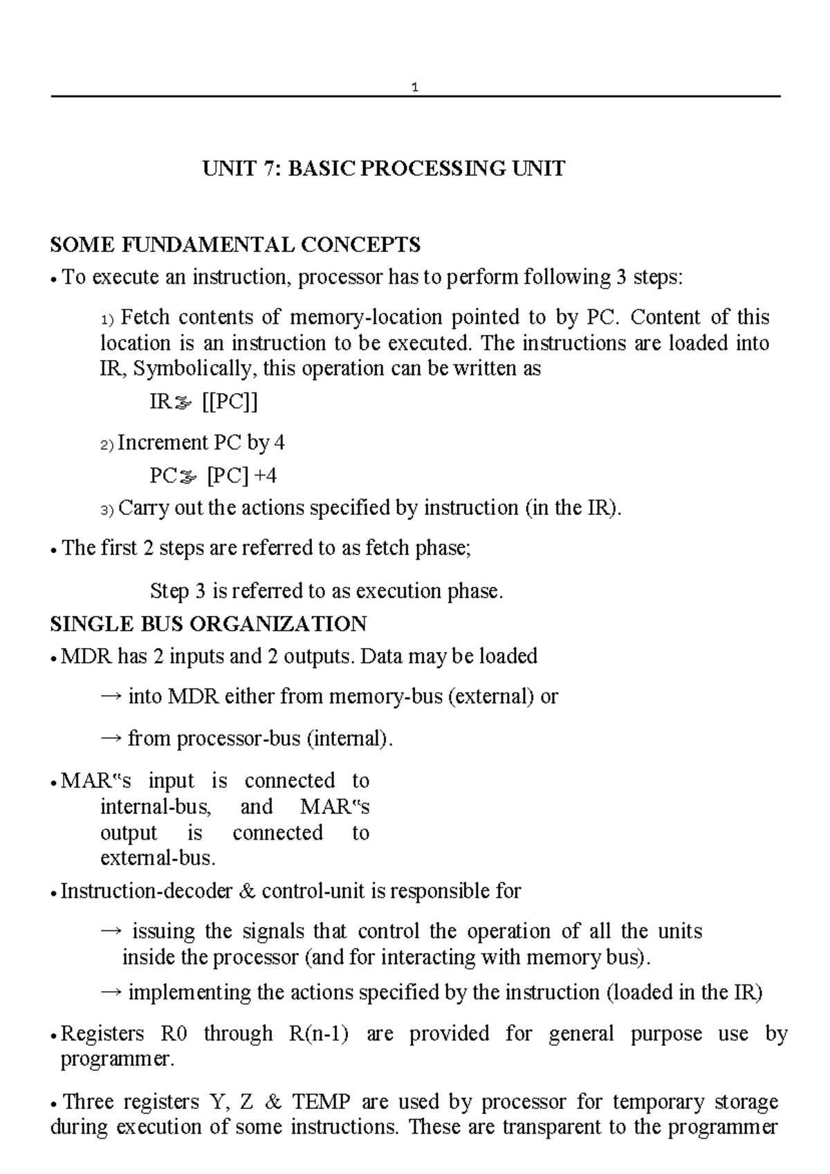 Module 3 Basic Multiple And Micro Importsant - UNIT 7: BASIC PROCESSING ...