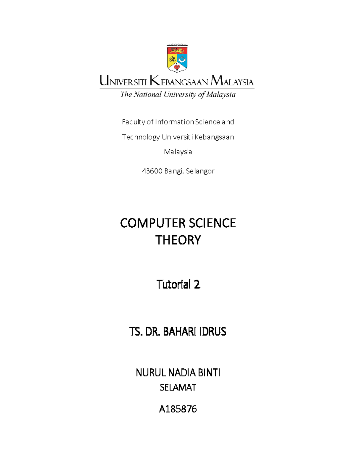 A185876 Tuto3 Faculty Of Information Science And