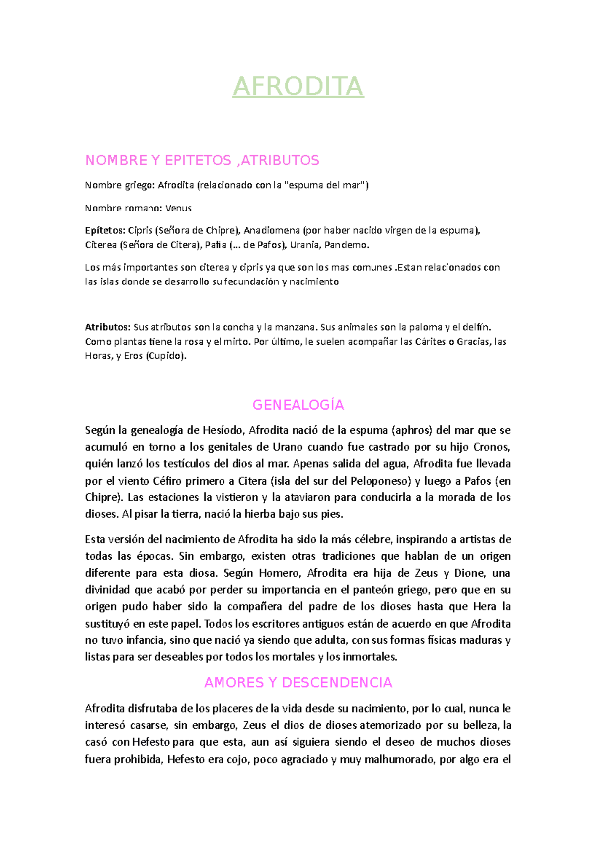 Afrodita o Venus Calipigia, PDF, Afrodita