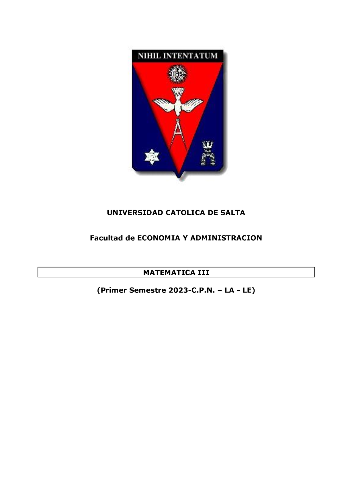 Cartilla Matemática III Ucasal - UNIVERSIDAD CATOLICA DE SALTA Facultad ...