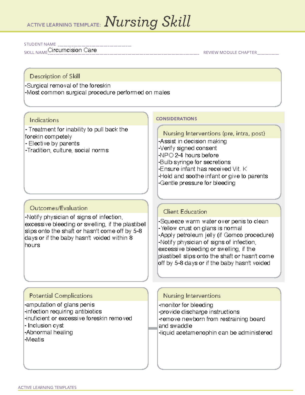 care of circumcision in newborn ati