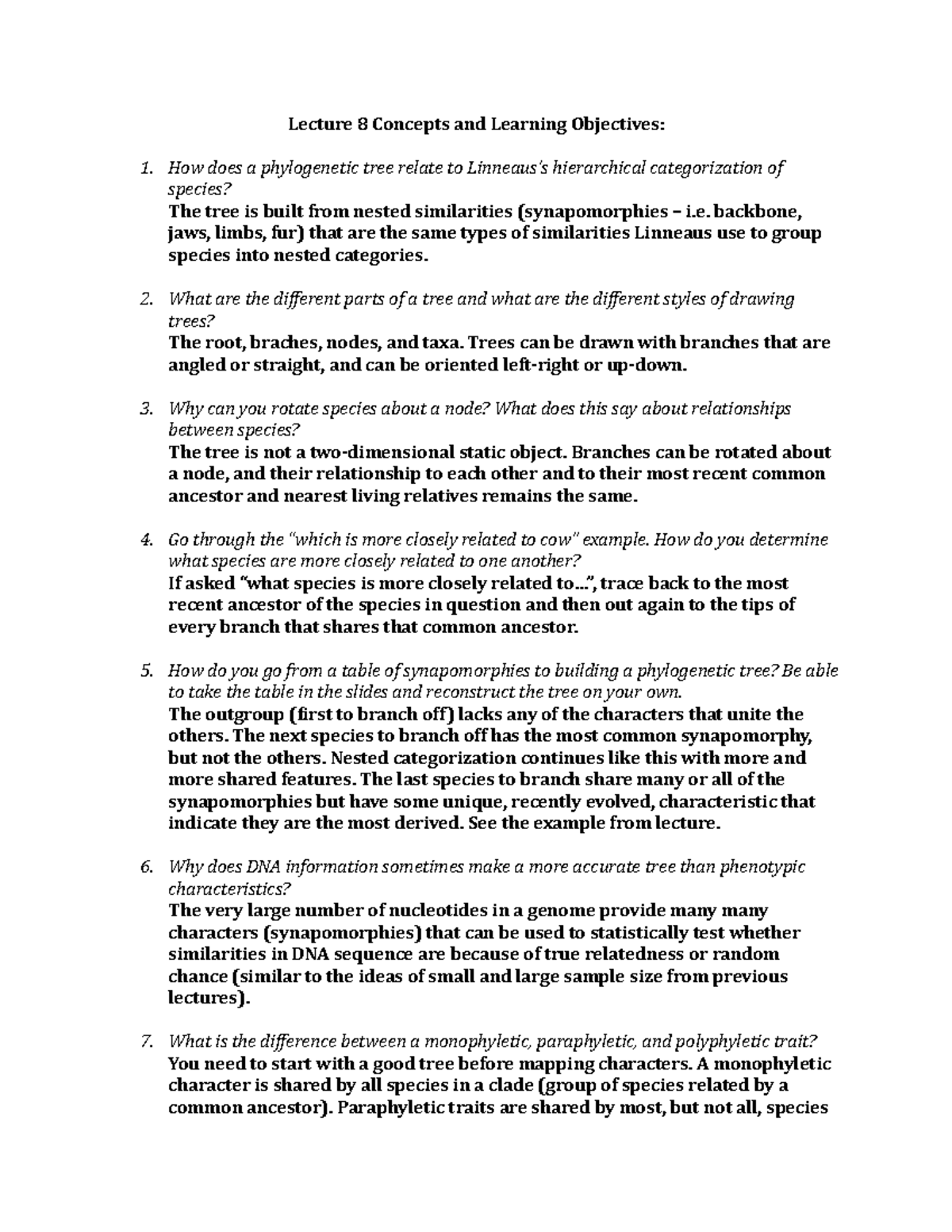 Lecture 8 Concepts - Lecture 8 Concepts and Learning Objectives: 1. How ...