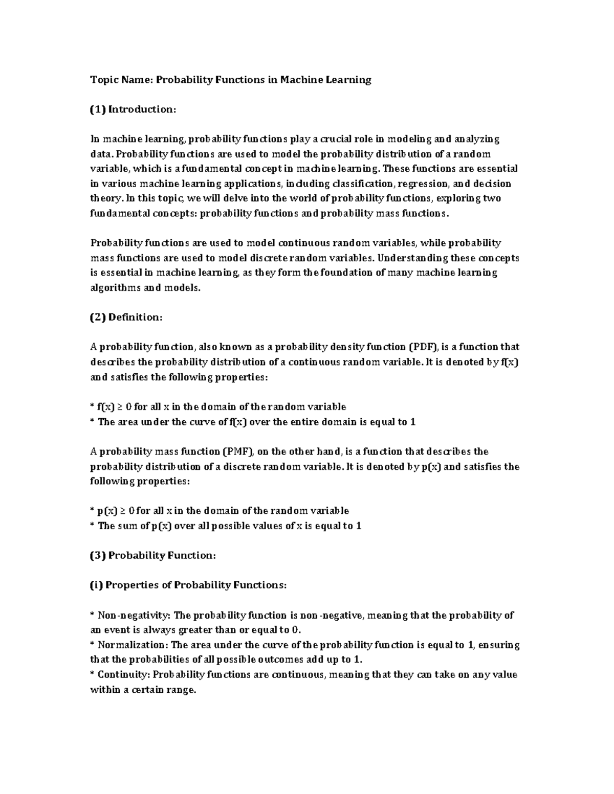 Unit1-part2 ko - Topic Name: Probability Functions in Machine Learning ...