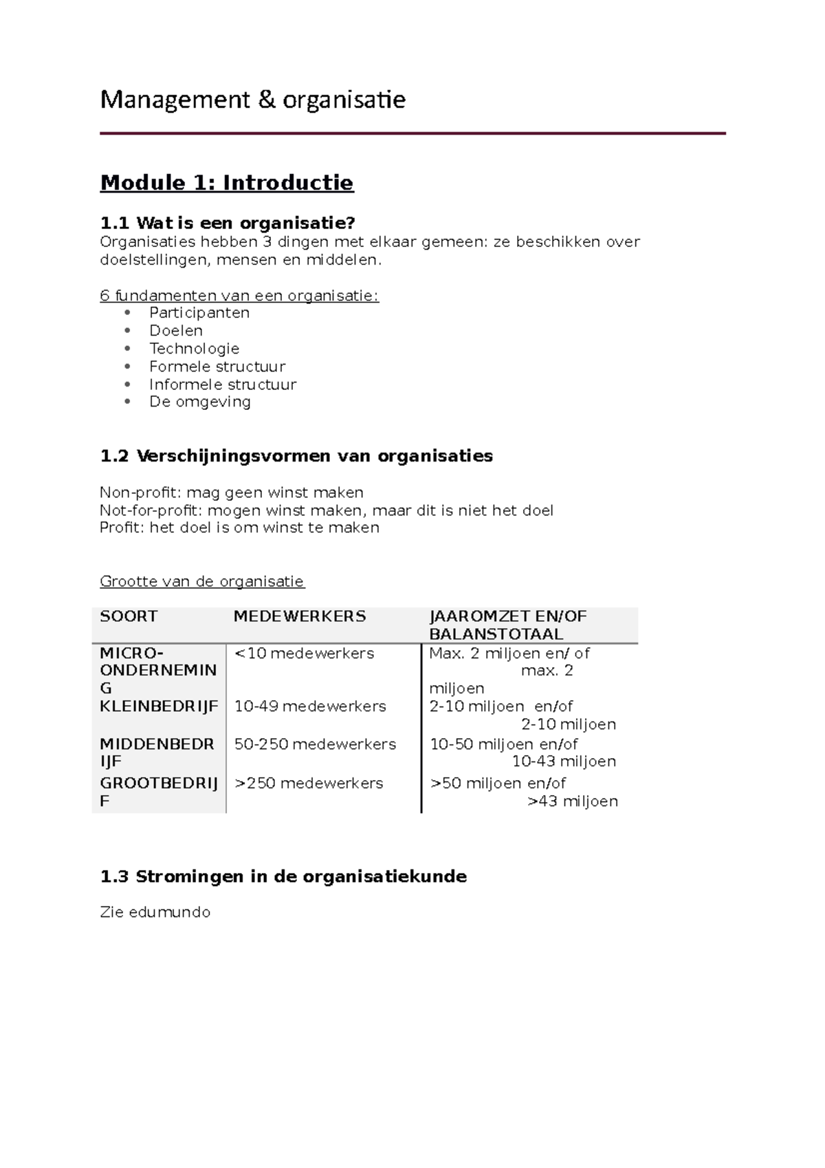 M&o (1) Samenvatting (1) H 1+2 - Management & Organisatie Module 1 ...