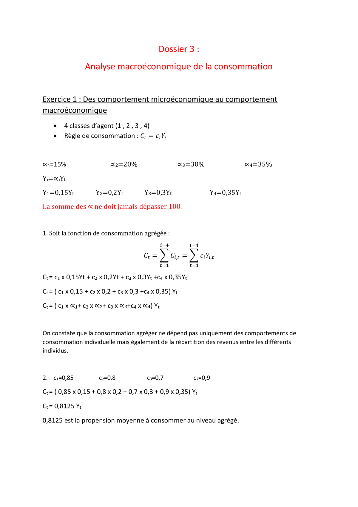 Dossier 3: Analyse Macroéconomique De La Consommation - Warning: TT ...