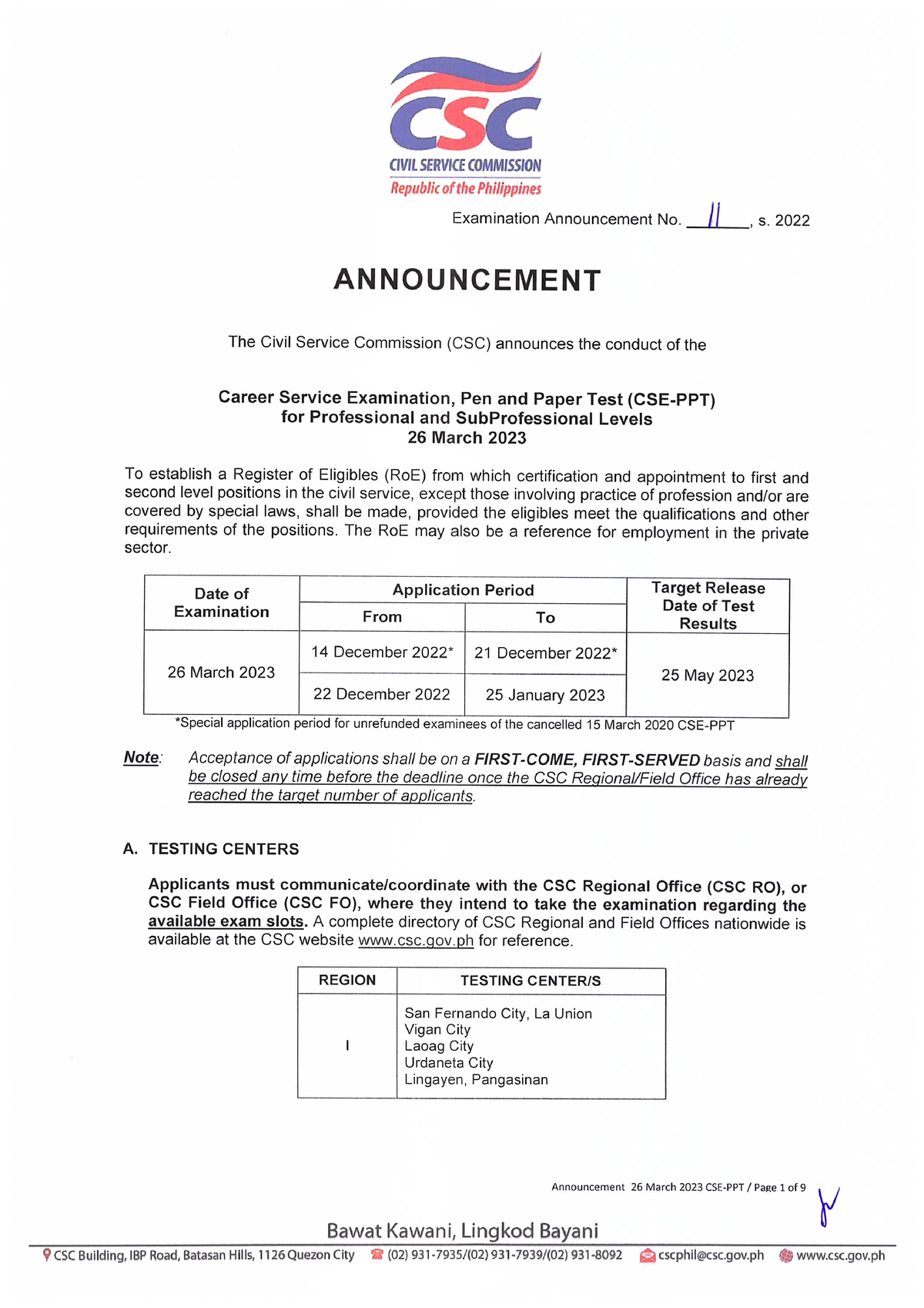 notice of school assignment cse 2023