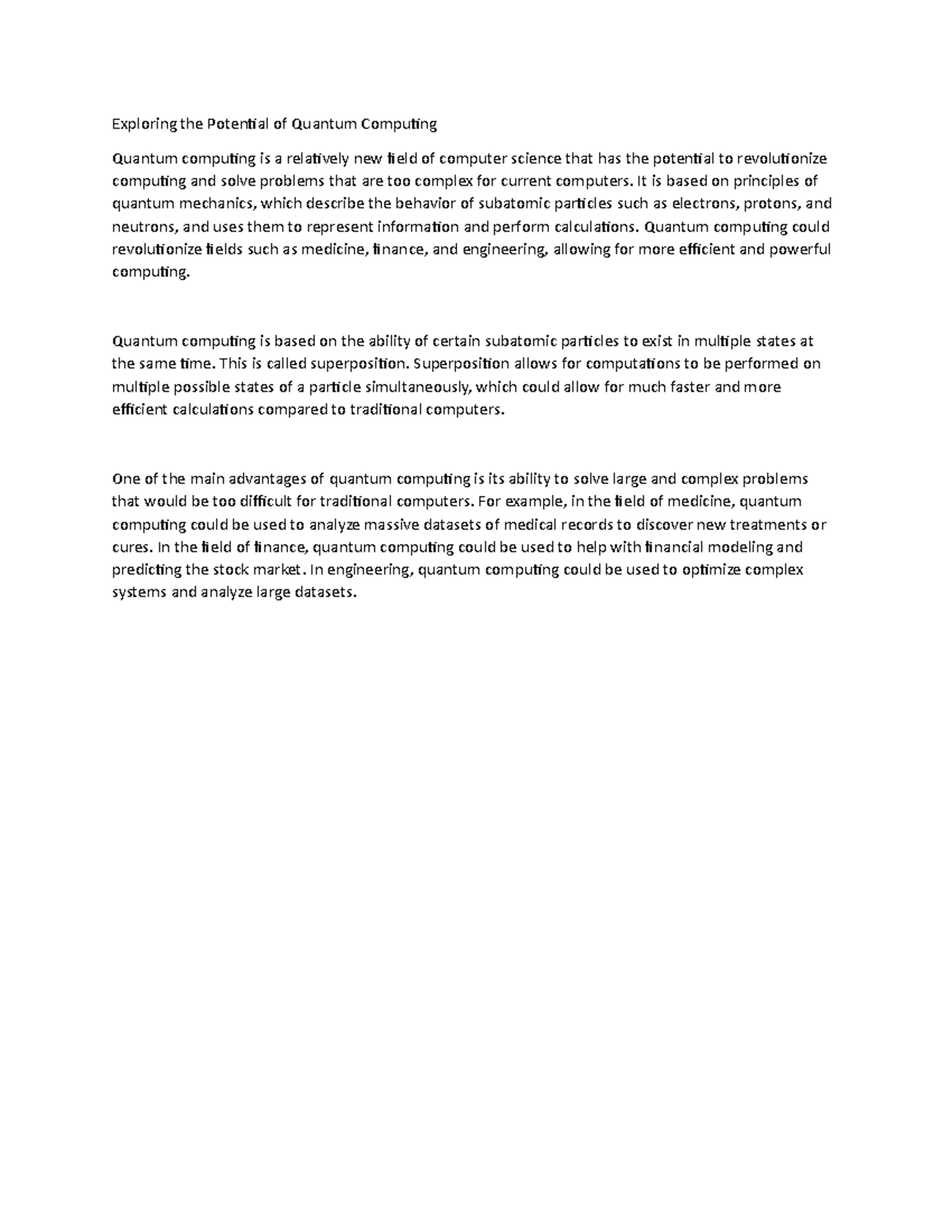 Exploring the Potential of Quantum Computing - It is based on ...