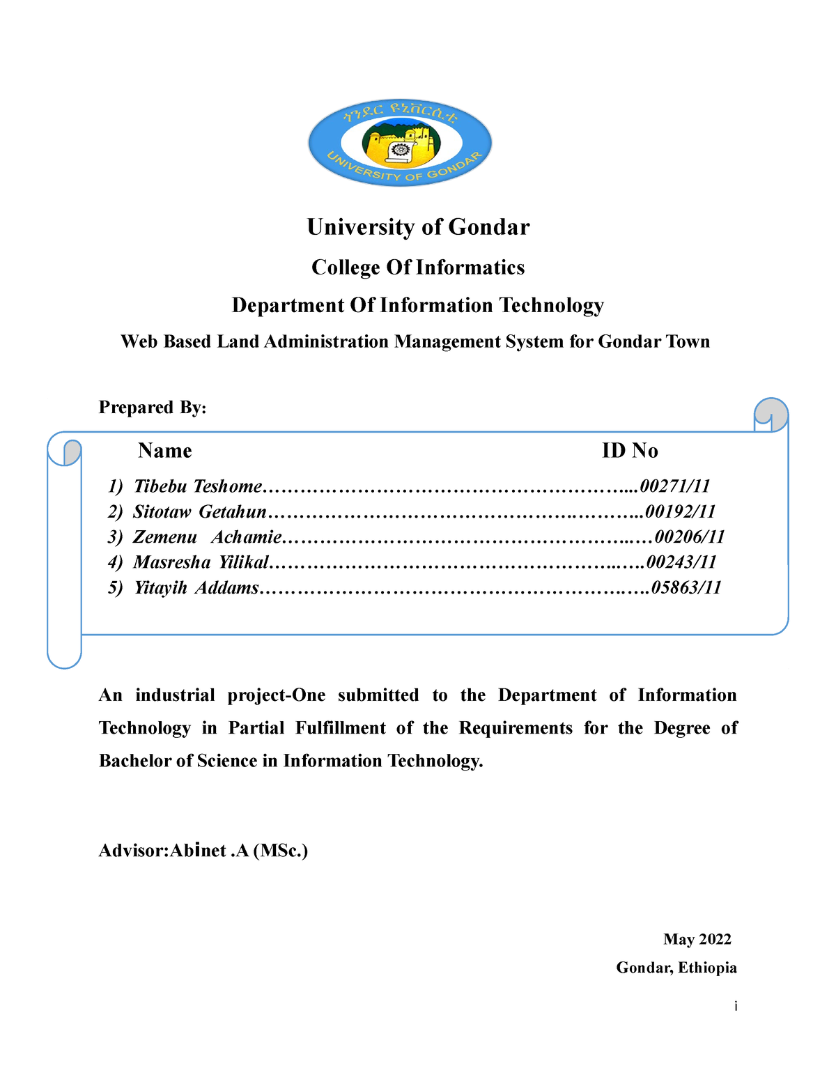 gondar university digital library thesis pdf