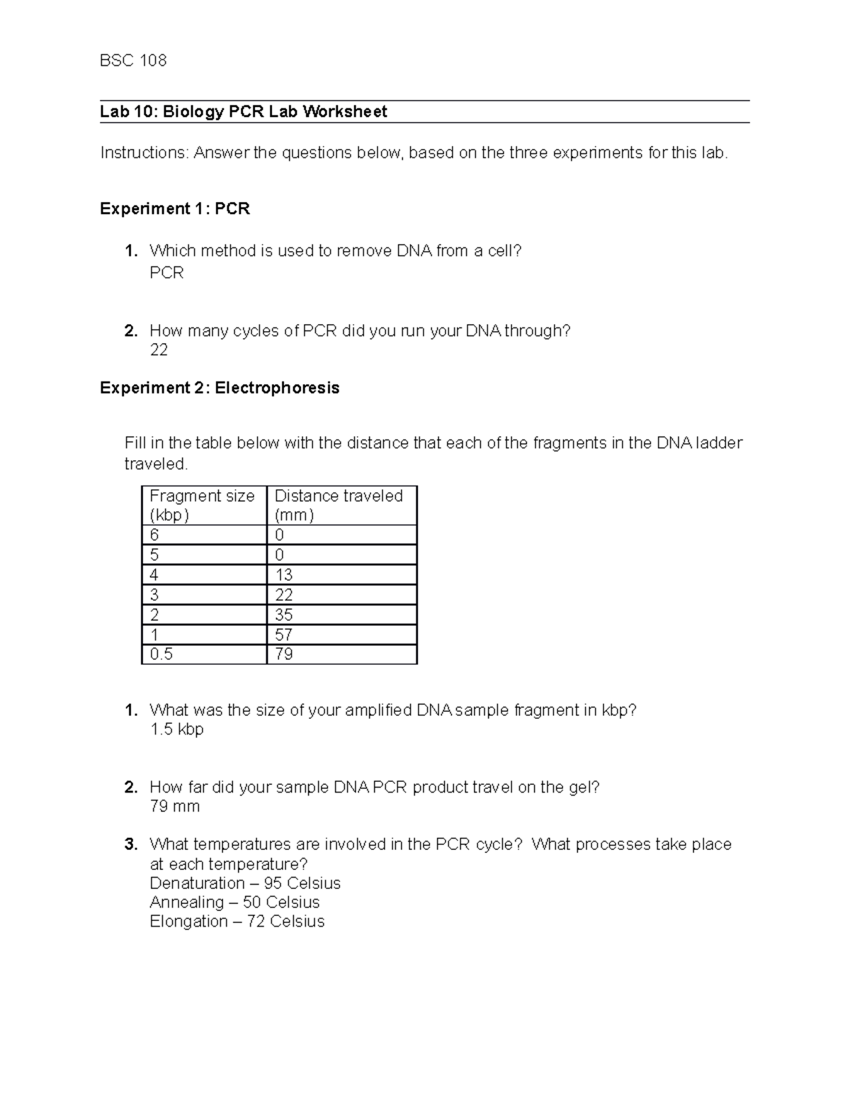 Lab10BiologyPCRWorksheet done BSC 108 Lab 10 Biology PCR Lab Worksheet Instructions