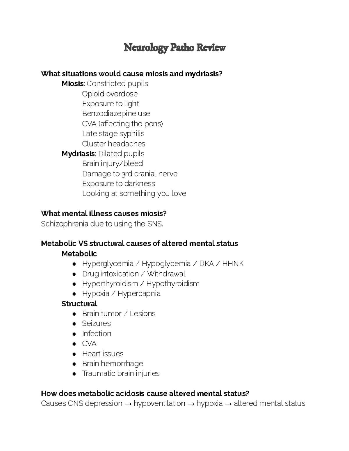Neurology Patho Review - Neurology Patho Review What situations would ...