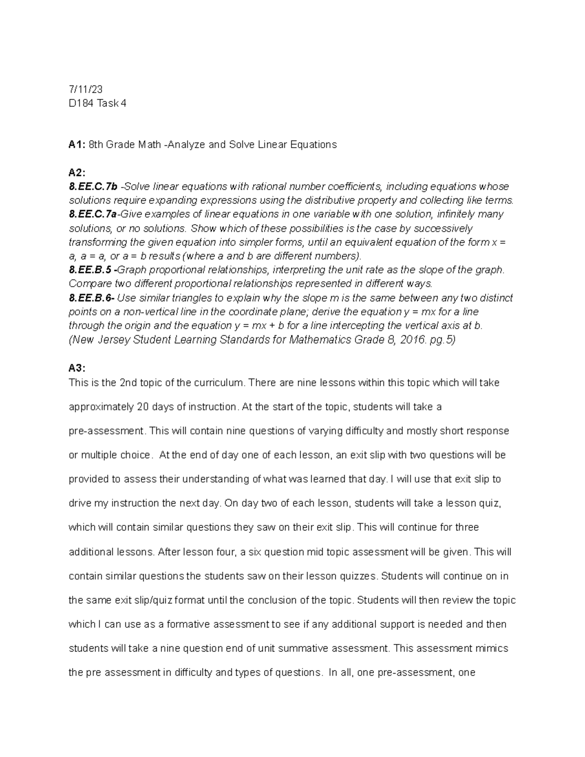 D184 Task 4 - This is a passed example of this task. - 7/11/ D184 Task ...