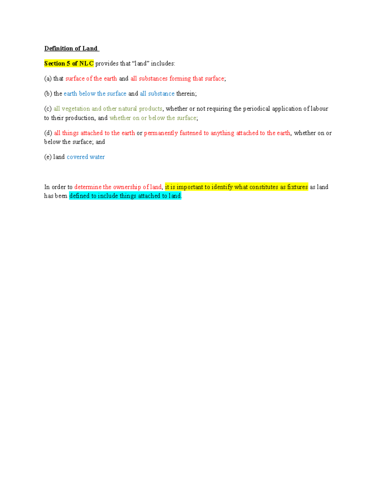 Definition of Land Definition of Land Section 5 of NLC provides that