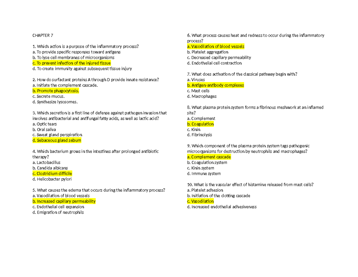 Unit 1 Test Bank Questions - CHAPTER 7 Which Action Is A Purpose Of The ...