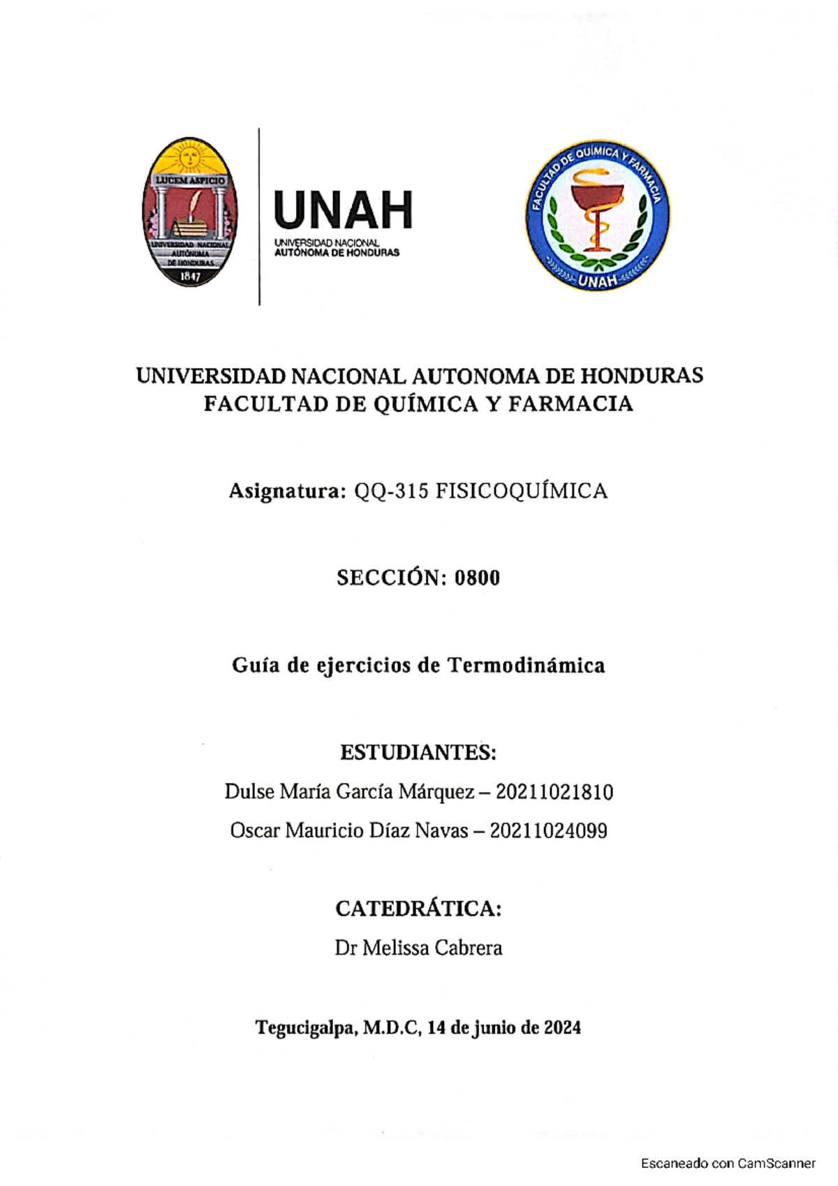 Fisicoquímica - E8r8fuufuf duduf ud fud f - QUÍMICA LUCEM ASPICIO UNAH ...