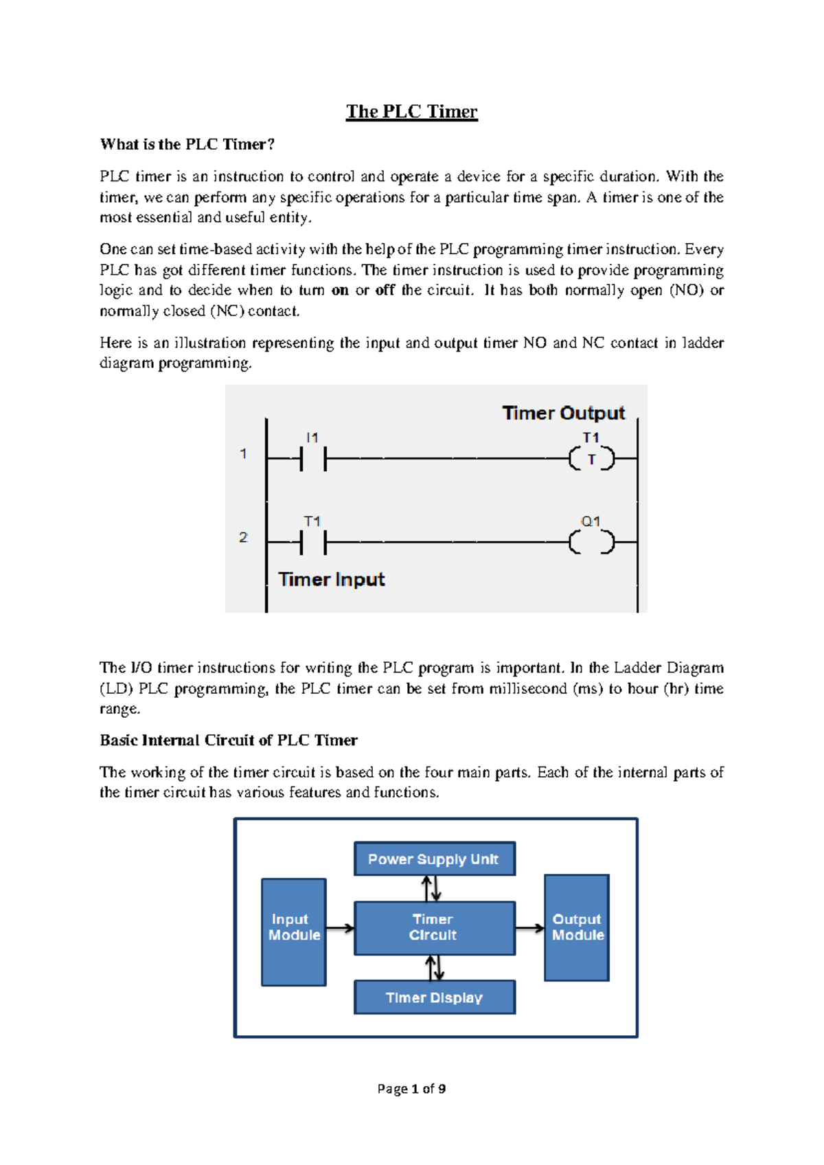 The PLC Timer - The PLC Timer What is the PLC Timer? PLC timer is an ...