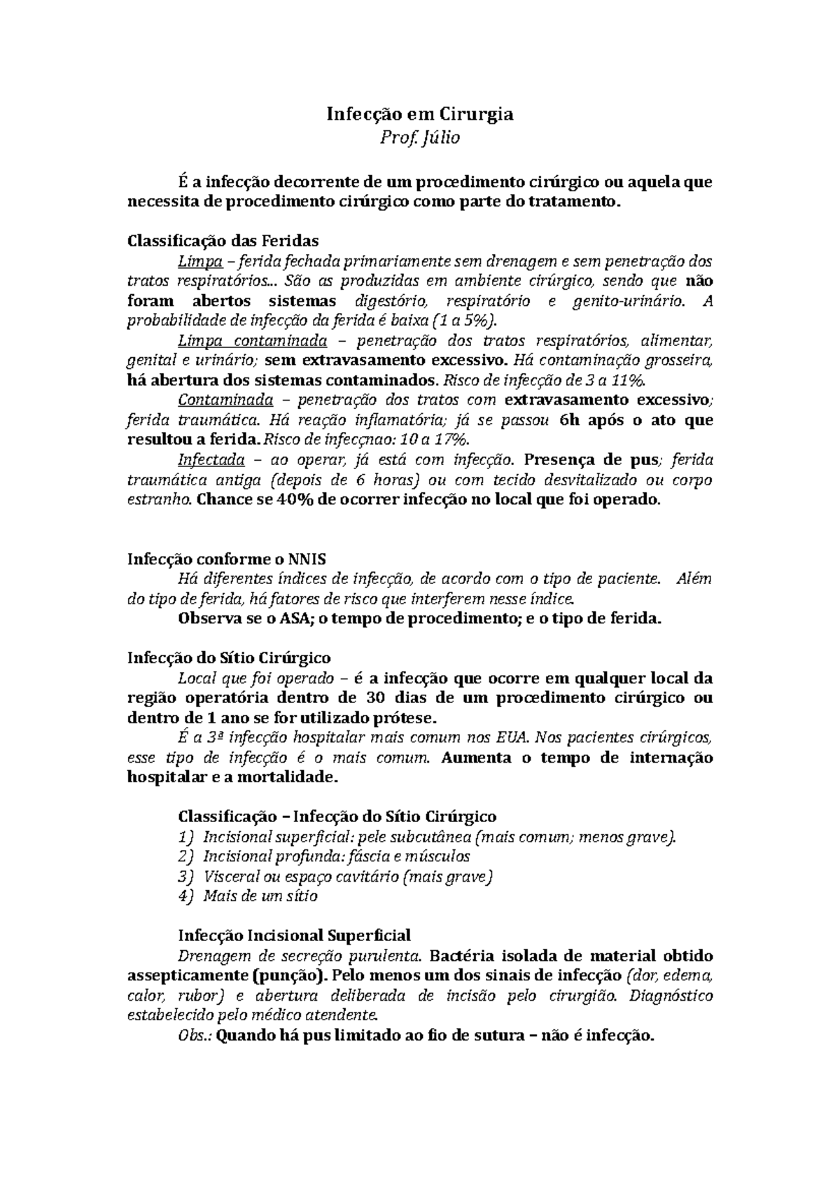 6 Infecção Em Cirurgia Cx Geral Infecção Em Cirurgia Prof Júlio é 6 Infecção Em Cirurgia Cx Geral Infecção Em Cirurgia Prof Júlio é