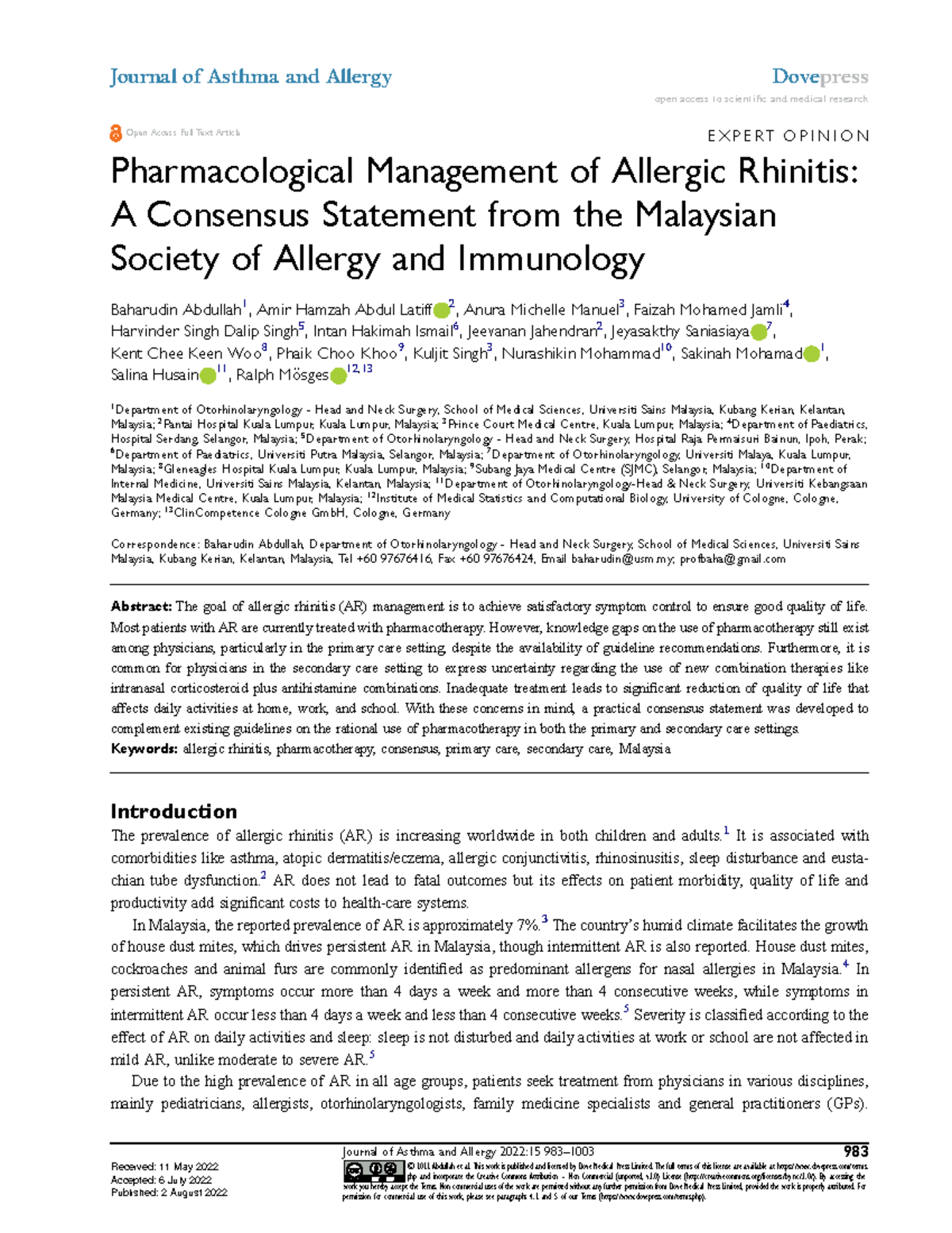 AR - article malaysia - allergic rhinitis - E X P E R T O P I N I O N ...