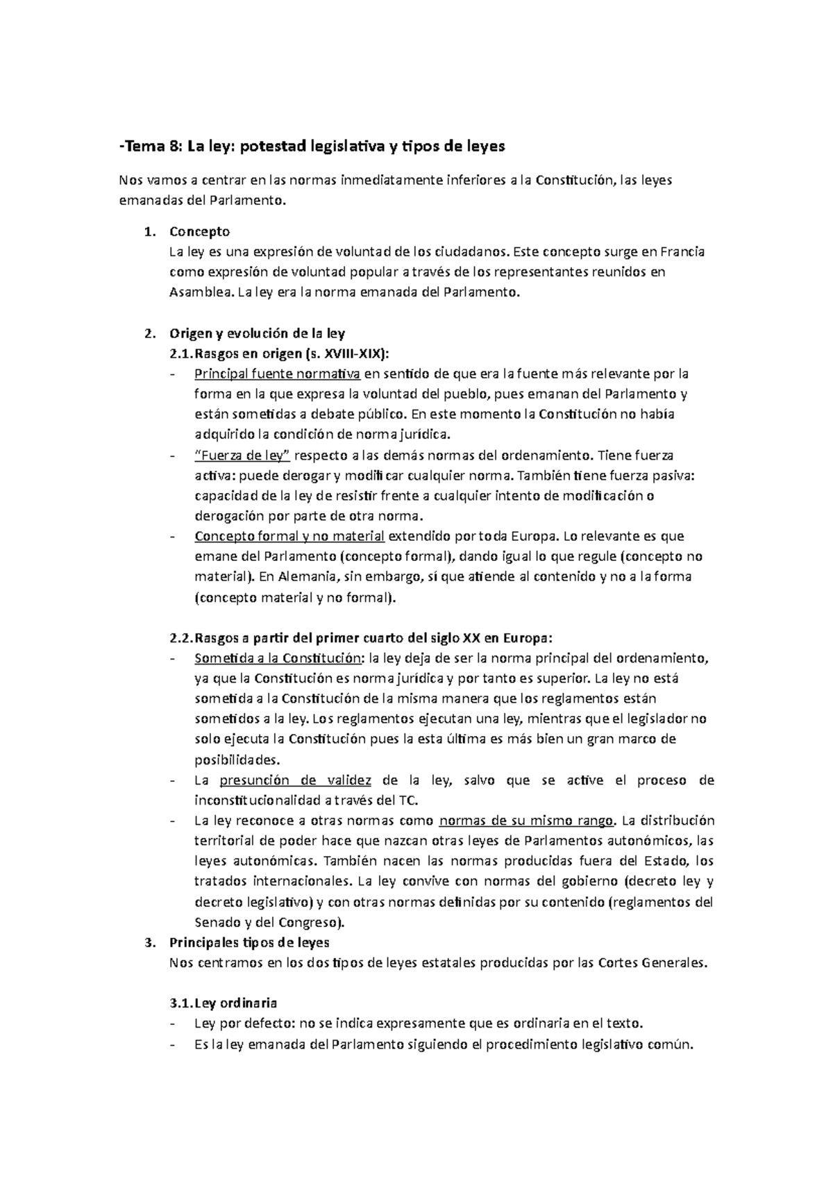 Tema 8 - María Fraile -Tema 8: La ley: potestad legislativa y tipos de ...