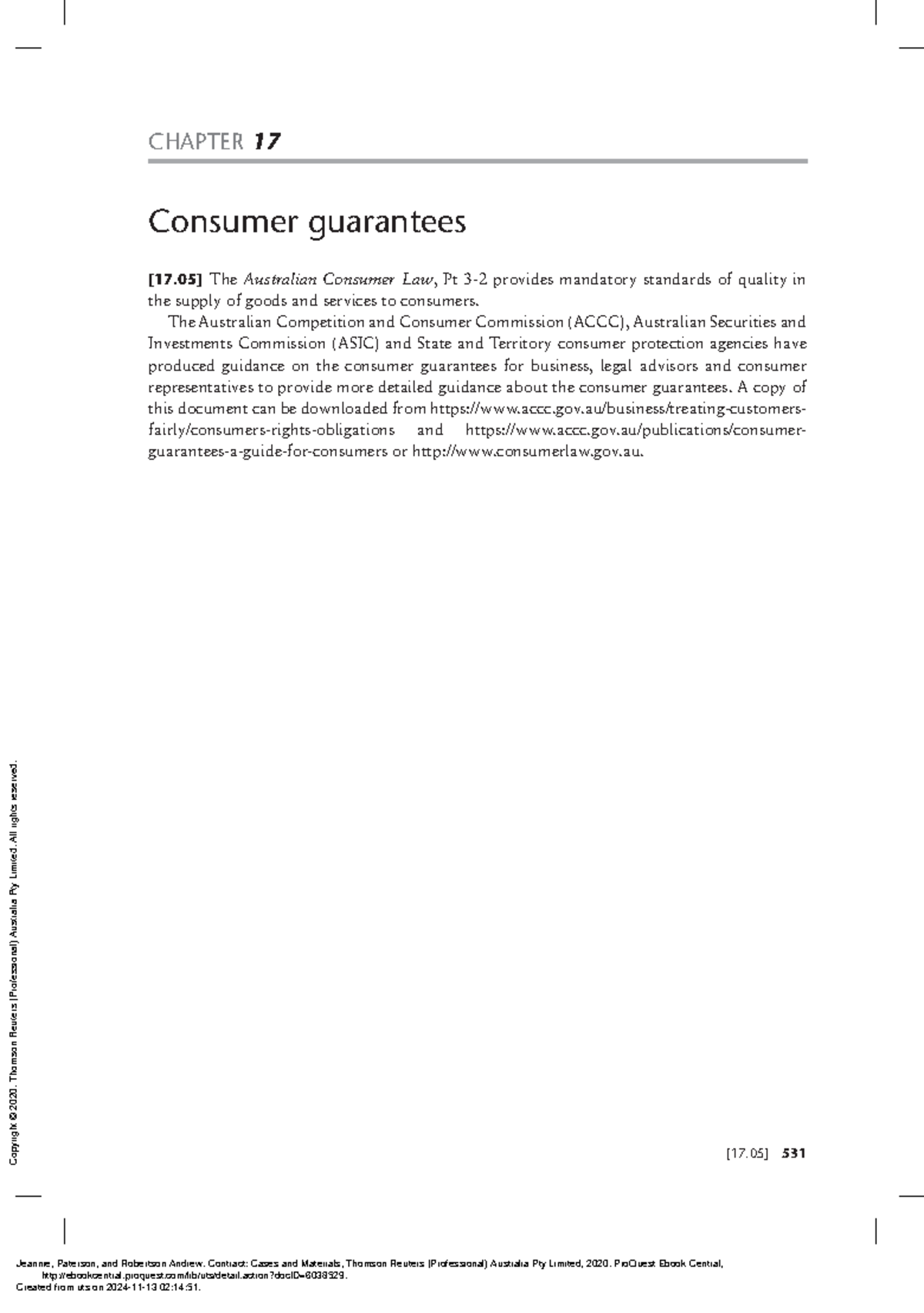 Contract Cases and Materials - ( Chapter 17 Consumer guarantees ) - [17 ...