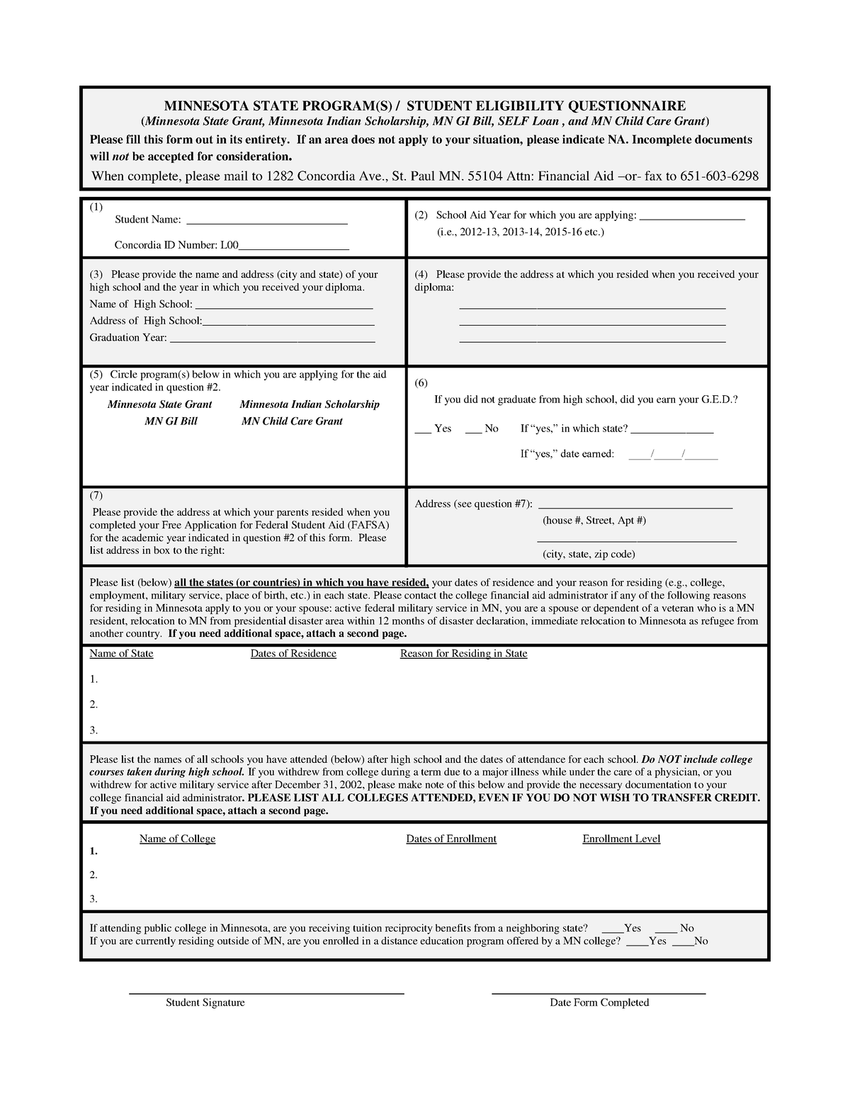 Minnesota State Program Eligibility Form Standardized MINNESOTA   Thumb 1200 1553 