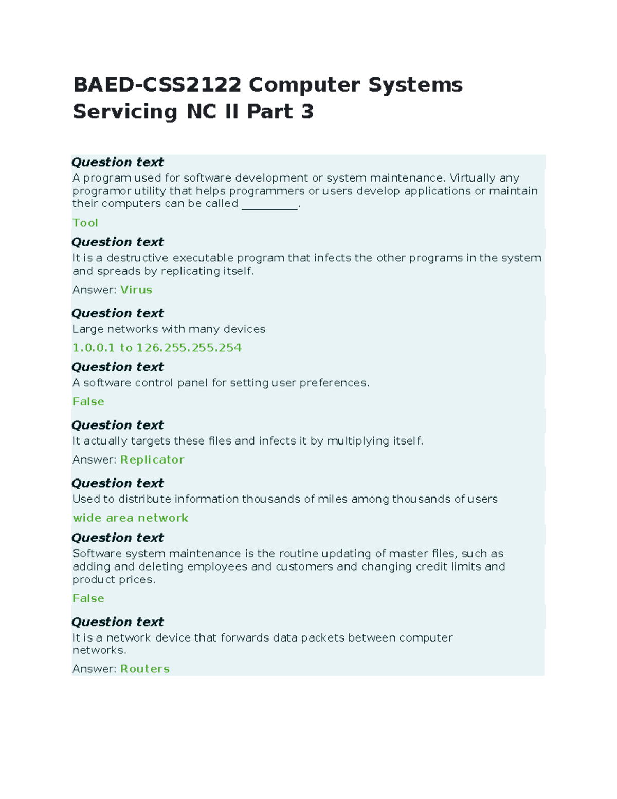 Computer Systems Servicing NC II Part 3 - BAED-CSS2122 Computer Systems ...